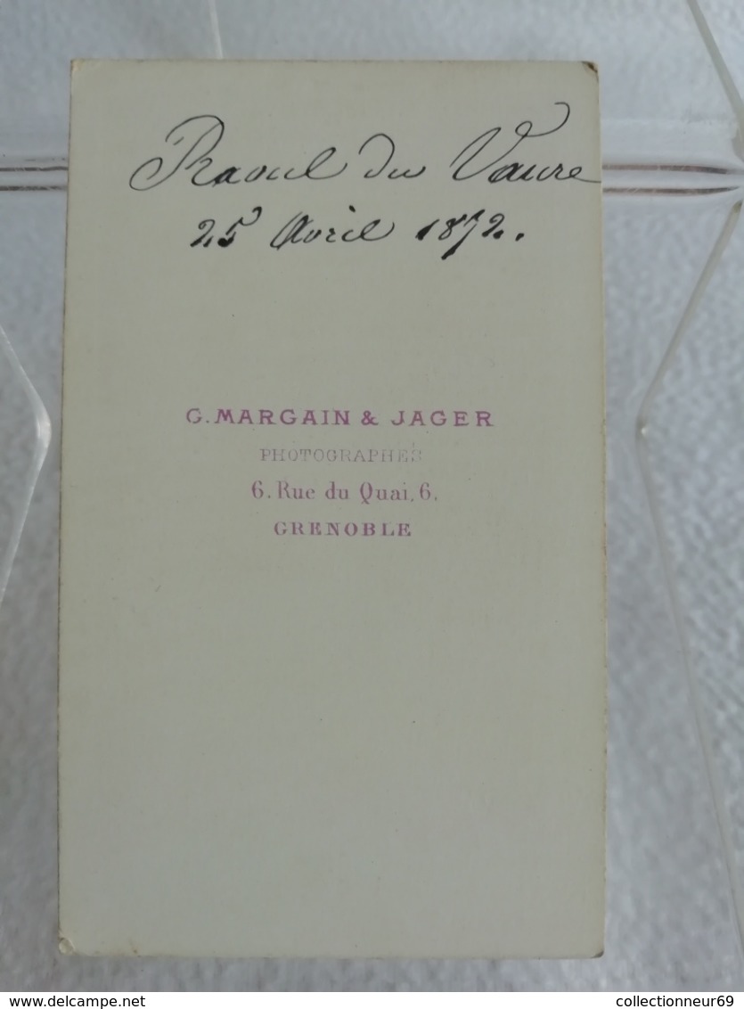 Ancienne Photo Format CDV RAOUL DU VAURE Jeune Homme En 1872 Photographe G. MARGAIN & JAGER Grenoble - Identified Persons