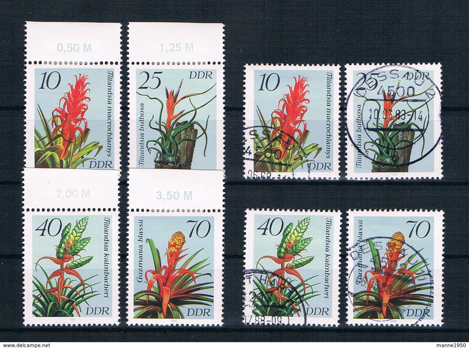 DDR 1988 Bromelien Mi.Nr. 3149/52 Kpl. Satz ** + Gestempelt - Neufs