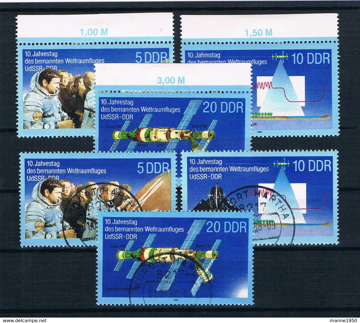 DDR 1988 Raumfahrt Mi.Nr. 3170/72 Kpl. Satz ** + Gestempelt - Unused Stamps