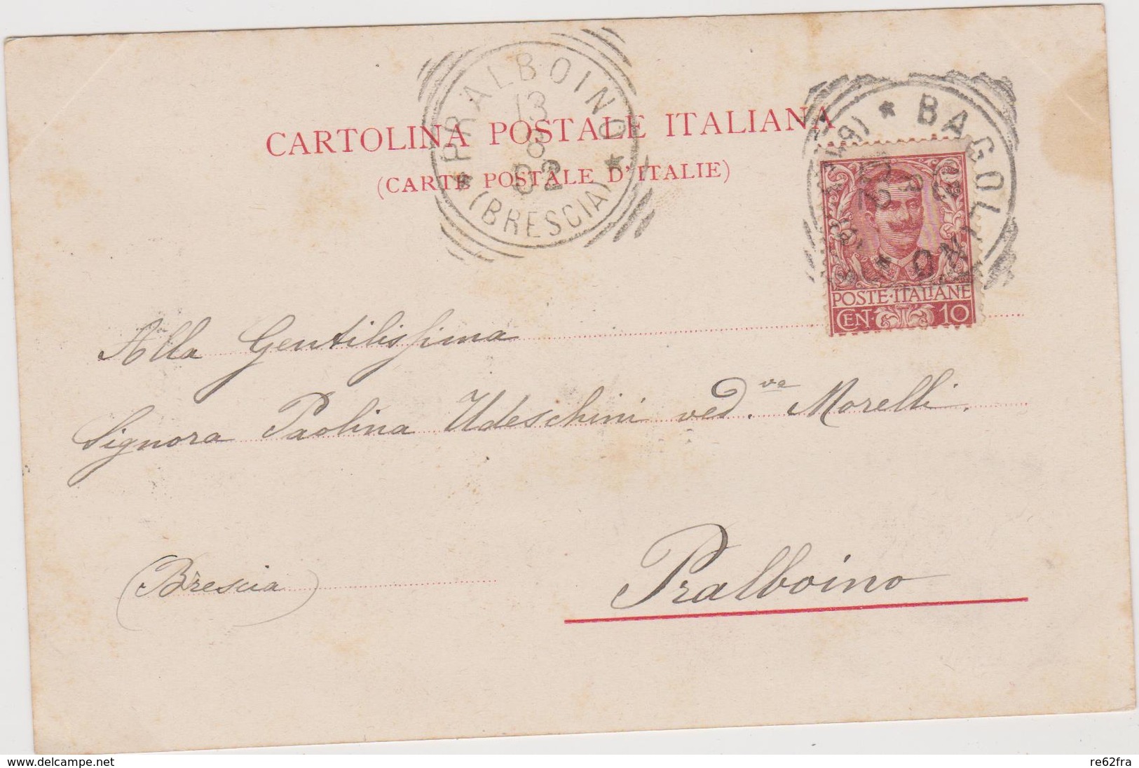 BAGOLINO  VAL SABBIA (BS)  , Spedita A PRALBOINO  - F.p. -  Primi Anni Del '1900 - Brescia