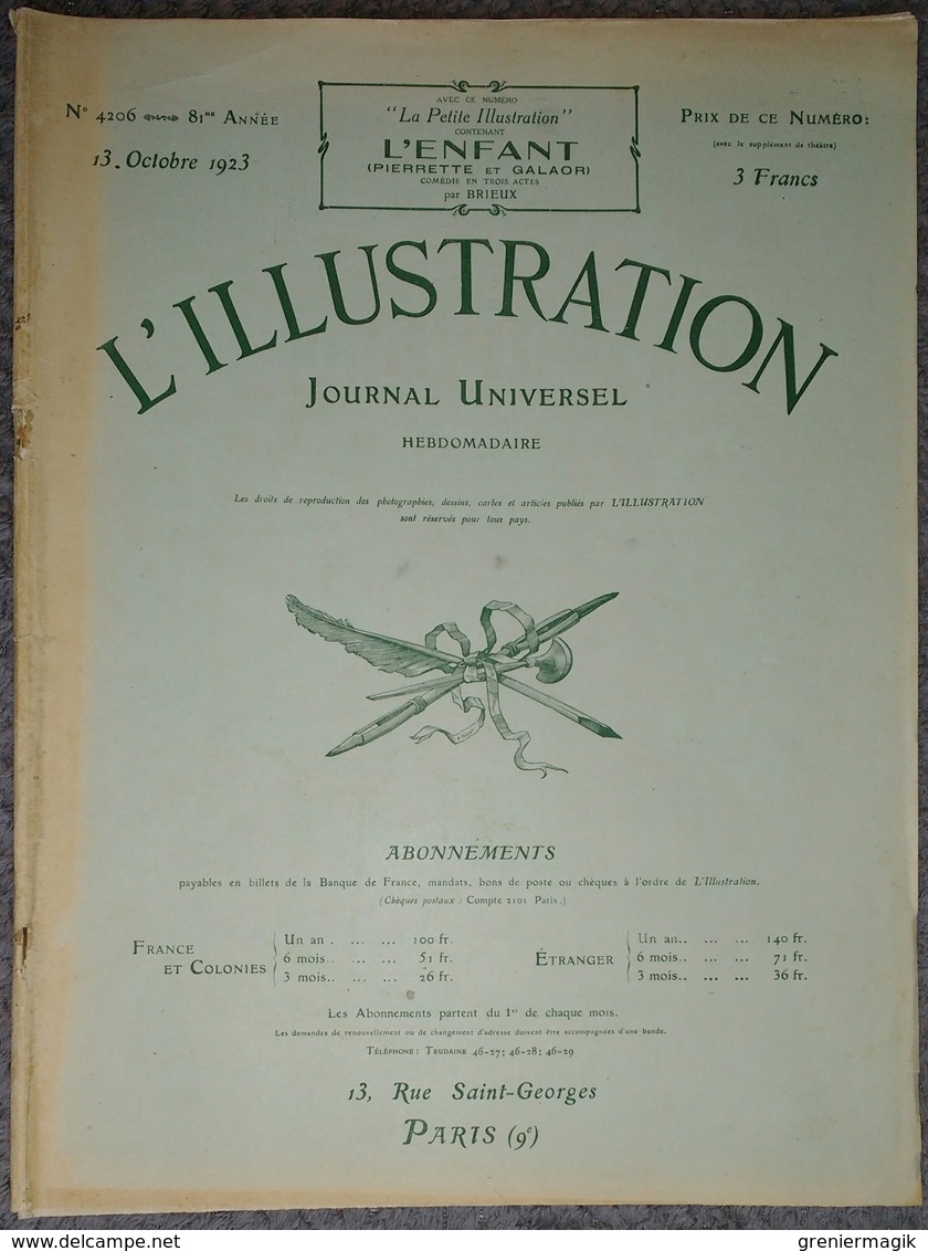 L'Illustration 4206 13 Octobre 1923 Evacuation De Constantinople/Dusseldorf/Préhistoire/Cités Jardins Cheminots Du Nord - L'Illustration