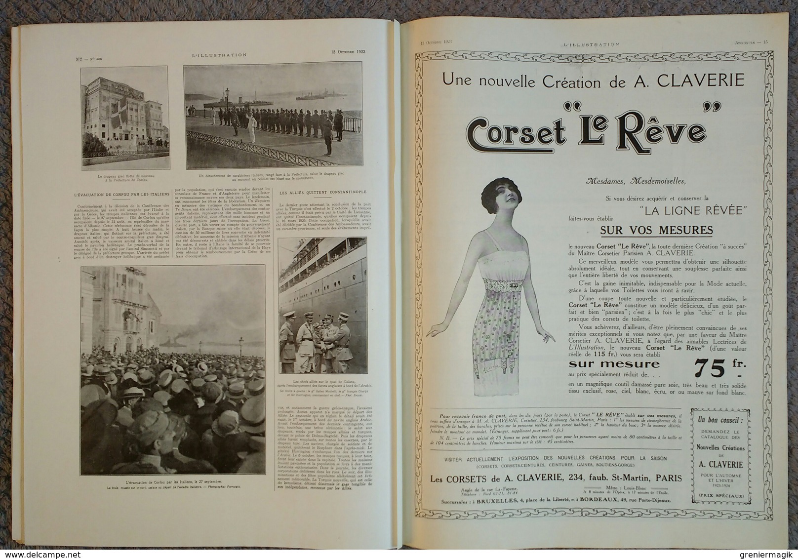 L'Illustration 4206 13 octobre 1923 Evacuation de Constantinople/Dusseldorf/Préhistoire/Cités jardins cheminots du Nord