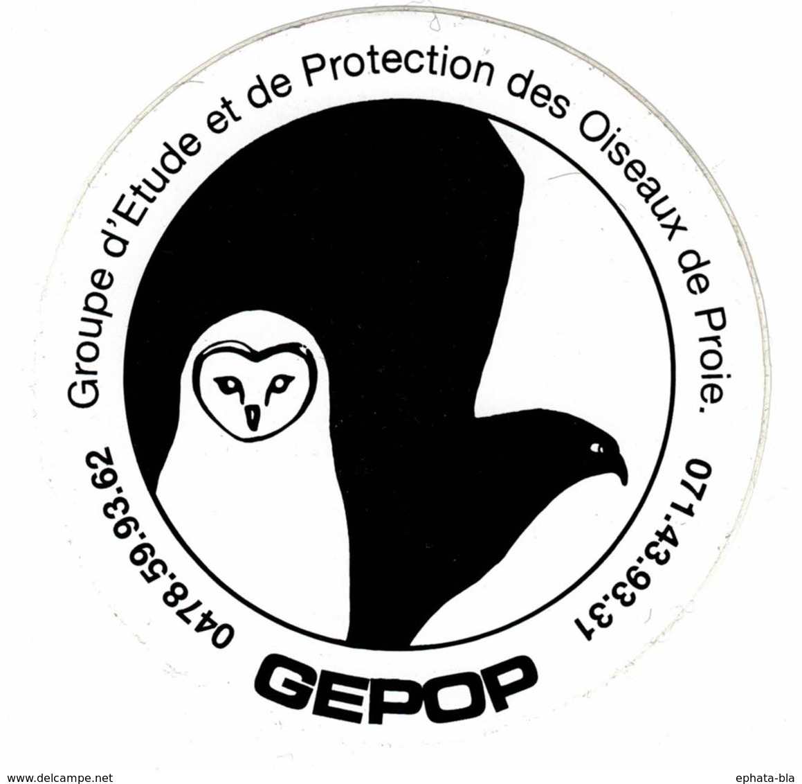 Oiseaux De Proie: Association De Protection: GEPOP. Autocollant - Autres & Non Classés