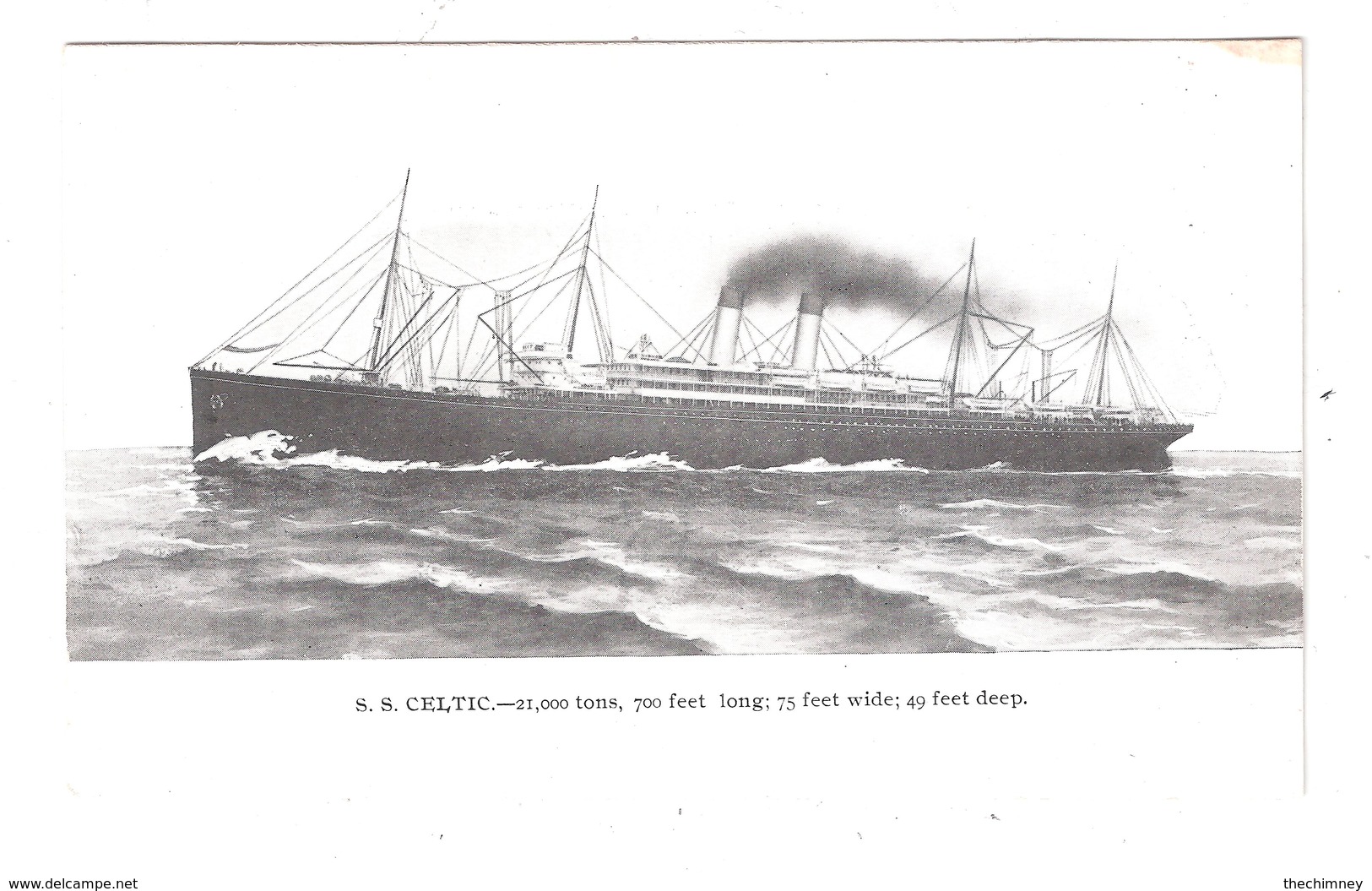 S.S. CELTIC WHITE STAR LINE EARLY UNDIVIDED BACK AMERICAN PUBLISHER UNUSED - Segelboote