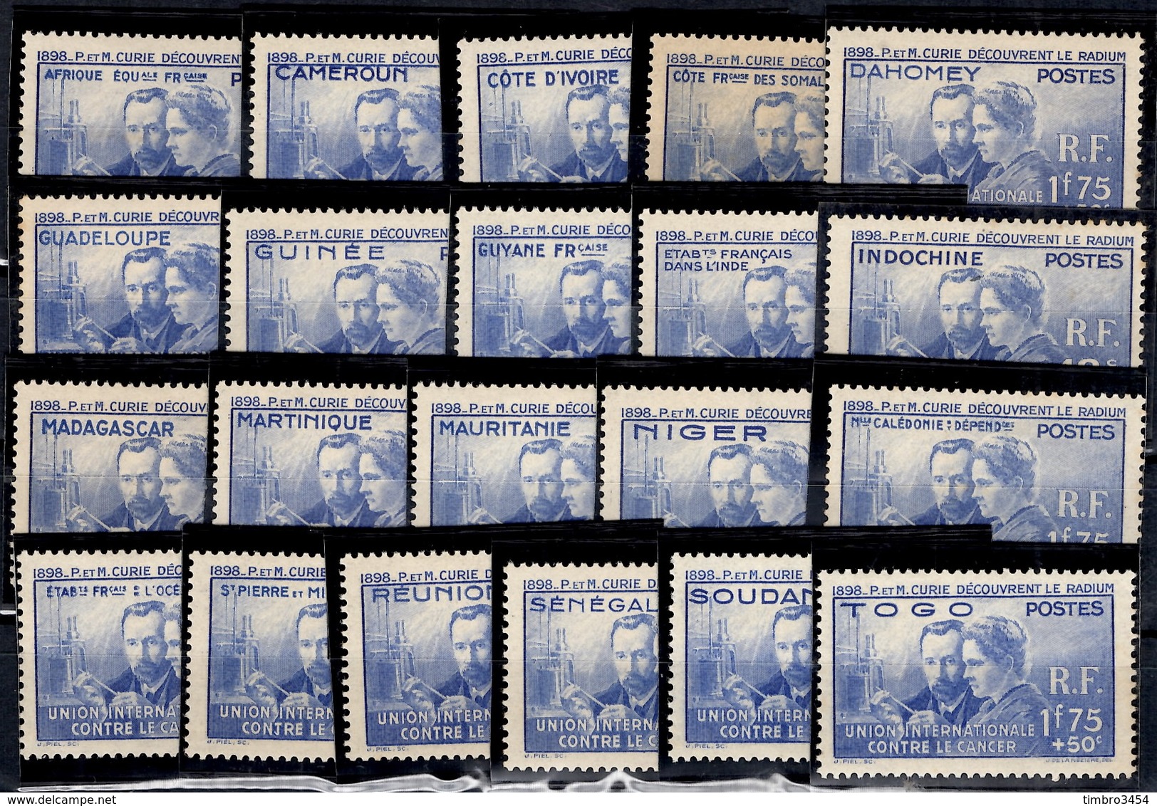 Grande Série Coloniale Curie 1938 Neufs ** MNH. TB. A Saisir! - 1938 Pierre Et Marie Curie