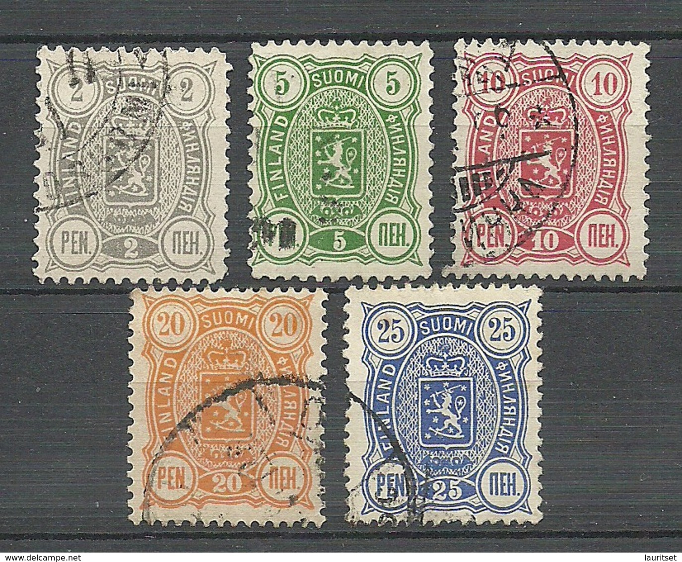 FINLAND FINNLAND 1889/90 Michel 27 - 31 O - Gebraucht