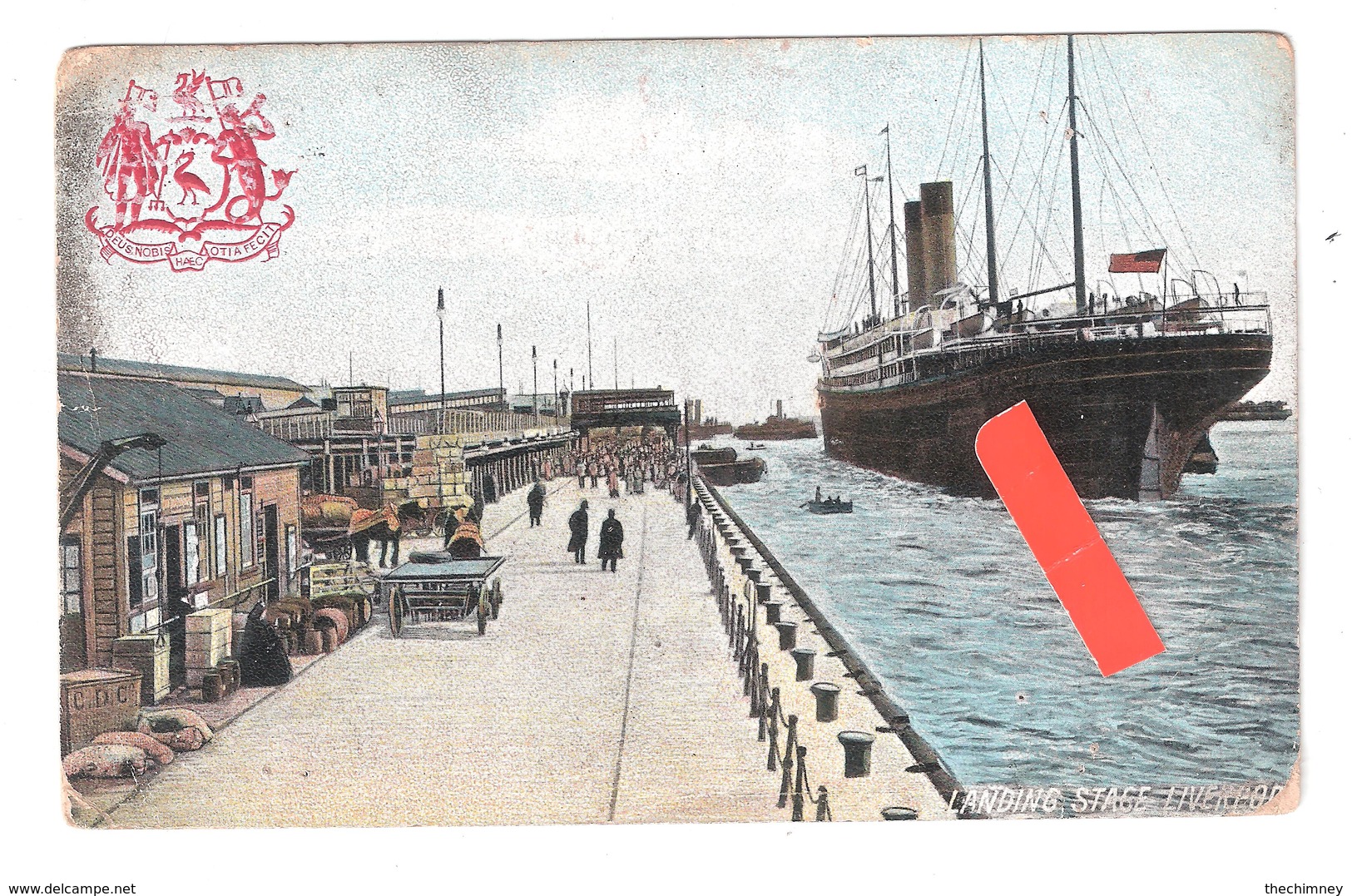 SHIPPING SHIP FLYING THE AMERICAN FLAG AT LANDING STAGE LIVERPOOL HERALDRY - Zeilboten