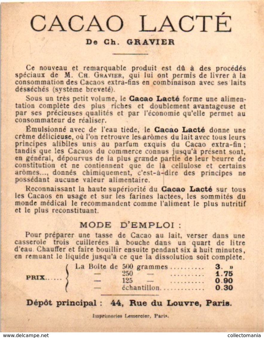 4 Chromo Cacao Lacté  de la Ferme Modèle de Vichy Ch. Gravier  Illustr. Guillaume Imprim.Lemercier