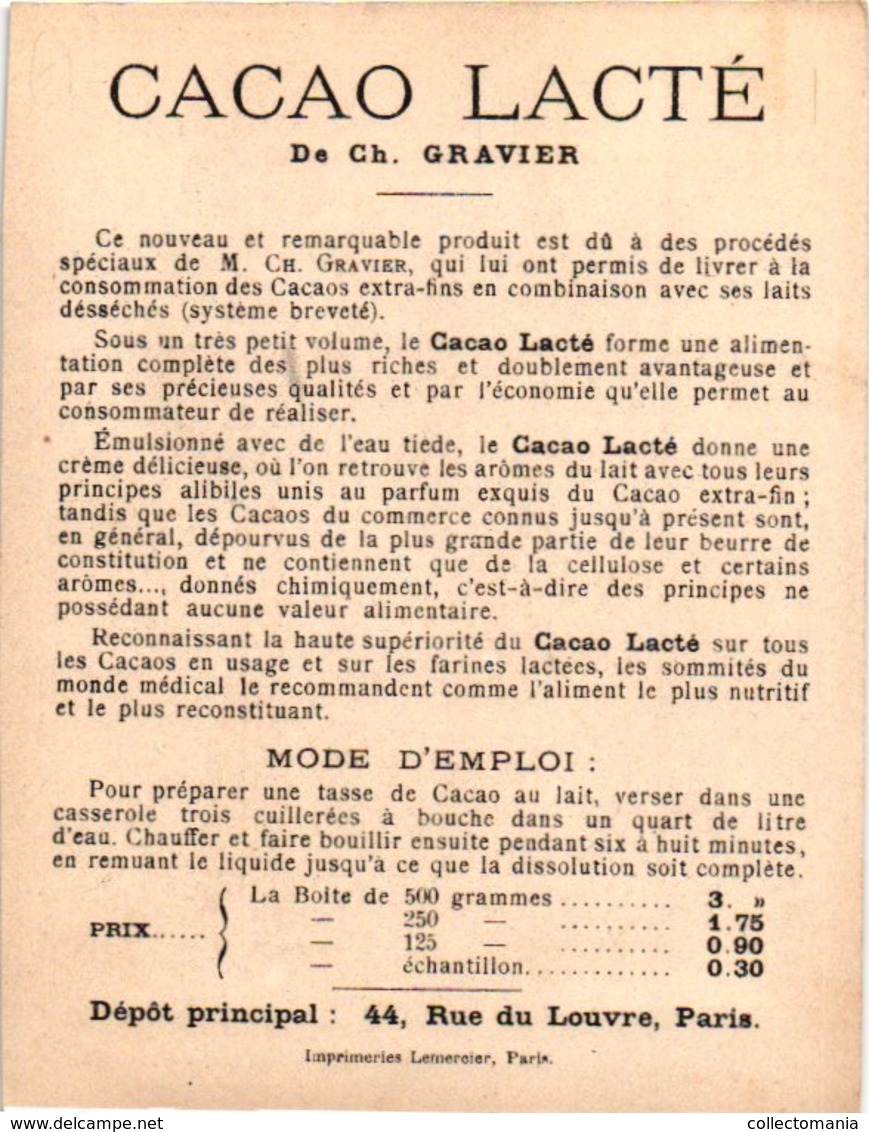 4 Chromo Cacao Lacté  de la Ferme Modèle de Vichy Ch. Gravier  Illustr. Guillaume Imprim.Lemercier