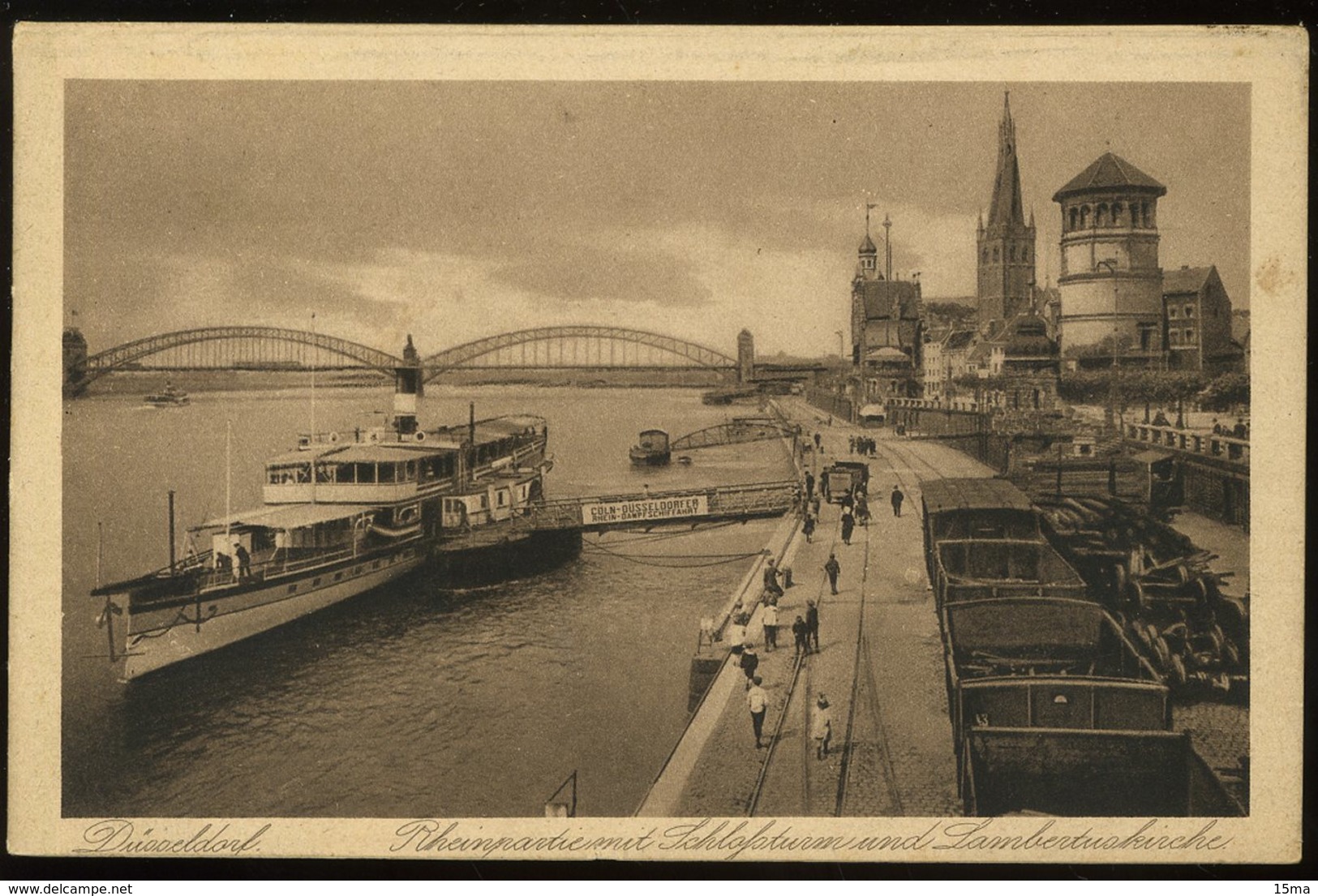 Dusseldorf Rheinpartie Mit Schlossturm Und Lambertuskirche 1924 Moonen - Duesseldorf