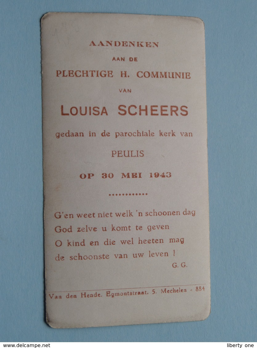 H. Communie Van Louisa SCHEERS > Kerk Van PEULIS Op 30 Mei 1943 ( Details Zie Foto's ) ! - Communion