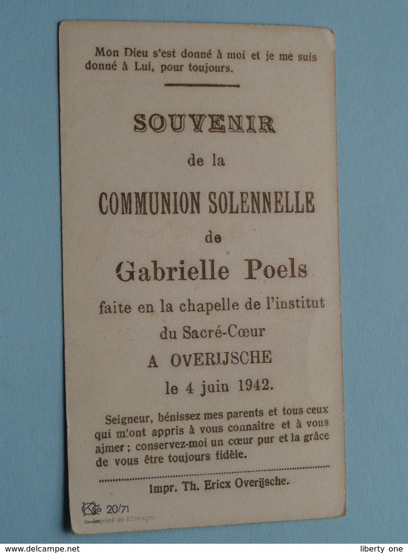 Communion Solennelle De Gabrielle POELS > Institut Du Sacré Coeur OVERIJSCHE Le 4 Juin 1942 ( Zie Foto's ) ! - Communion