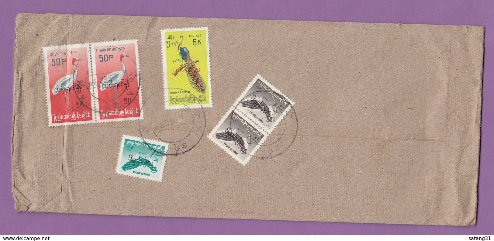 LETTRE DE YANGOON AVEC TIMBRES DE SERVICE POUR LES ETBS. "PELIKAN"(ENCRES) - Myanmar (Burma 1948-...)