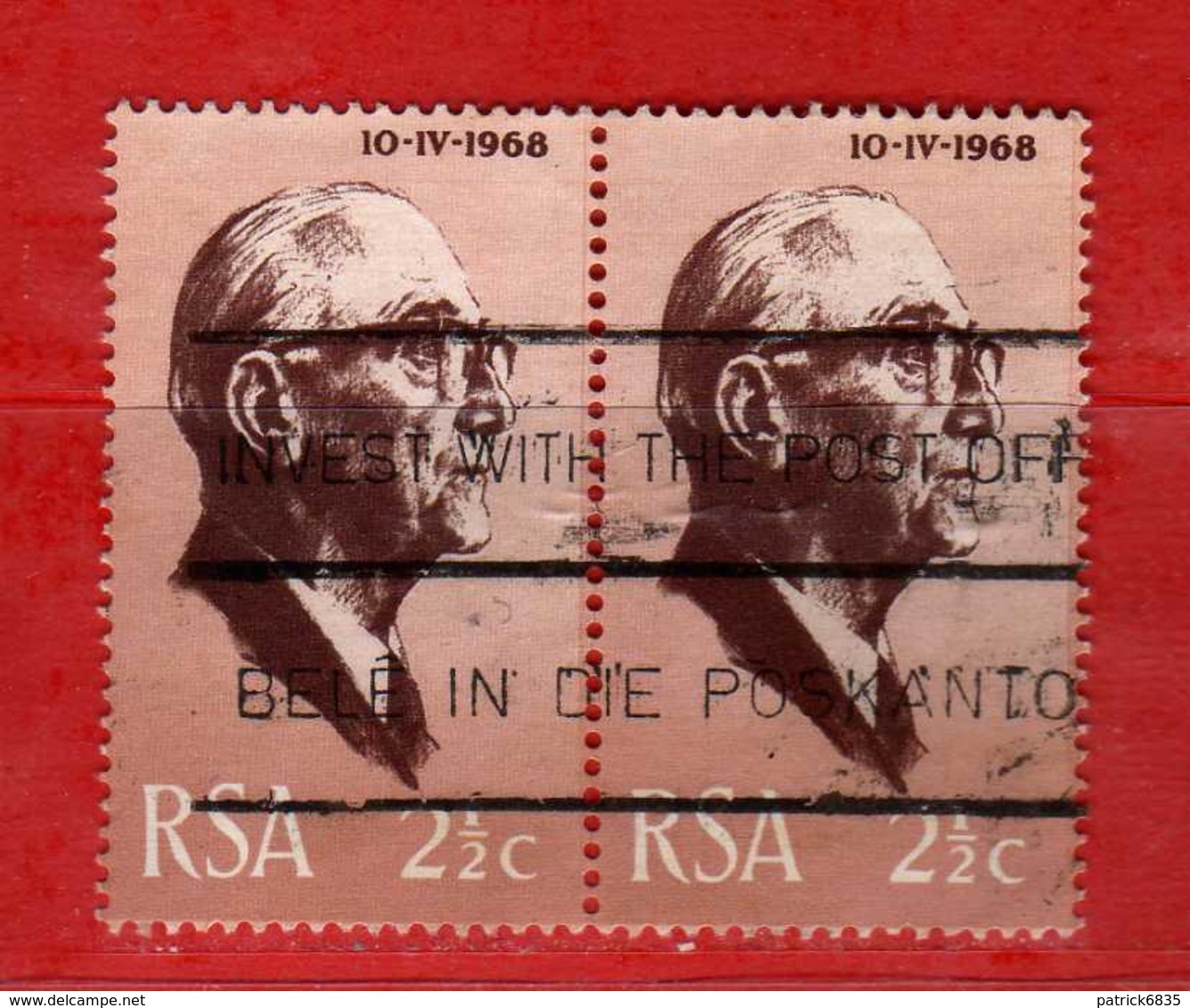 (Us3) SOUTH AFRICA. RSA - 1968 - Jacobus-Johannes Fouché. Yvert 311. USATO.  Vedi Descrizione. - Usati