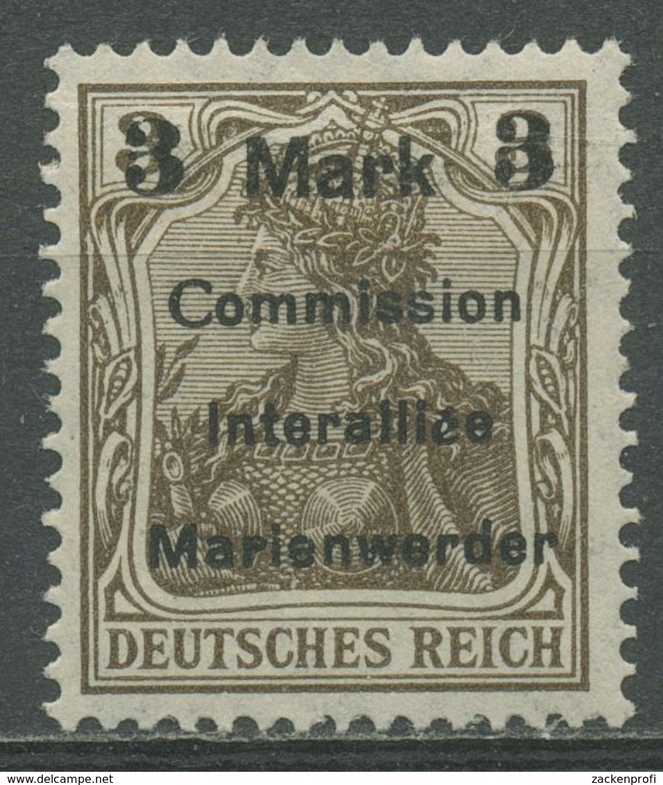 Marienwerder 1920 Germania Mit Schwarzem Aufdruck 24 A III A Mit Falz - Autres & Non Classés