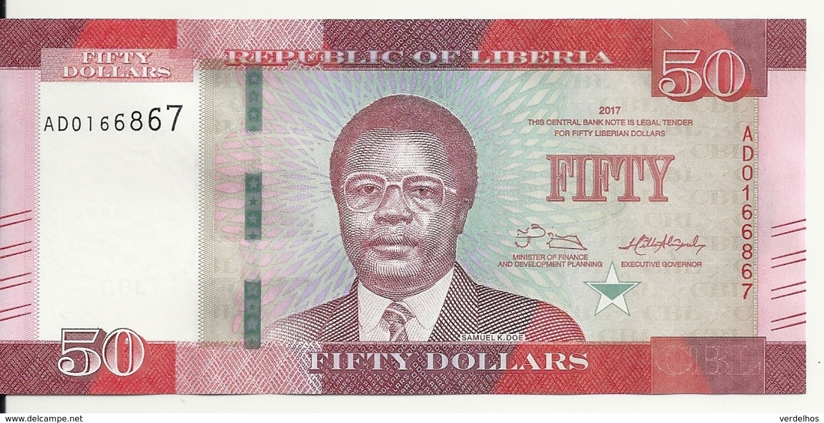 LIBERIA 50 DOLLARS 2017 UNC P 34 B - Liberia