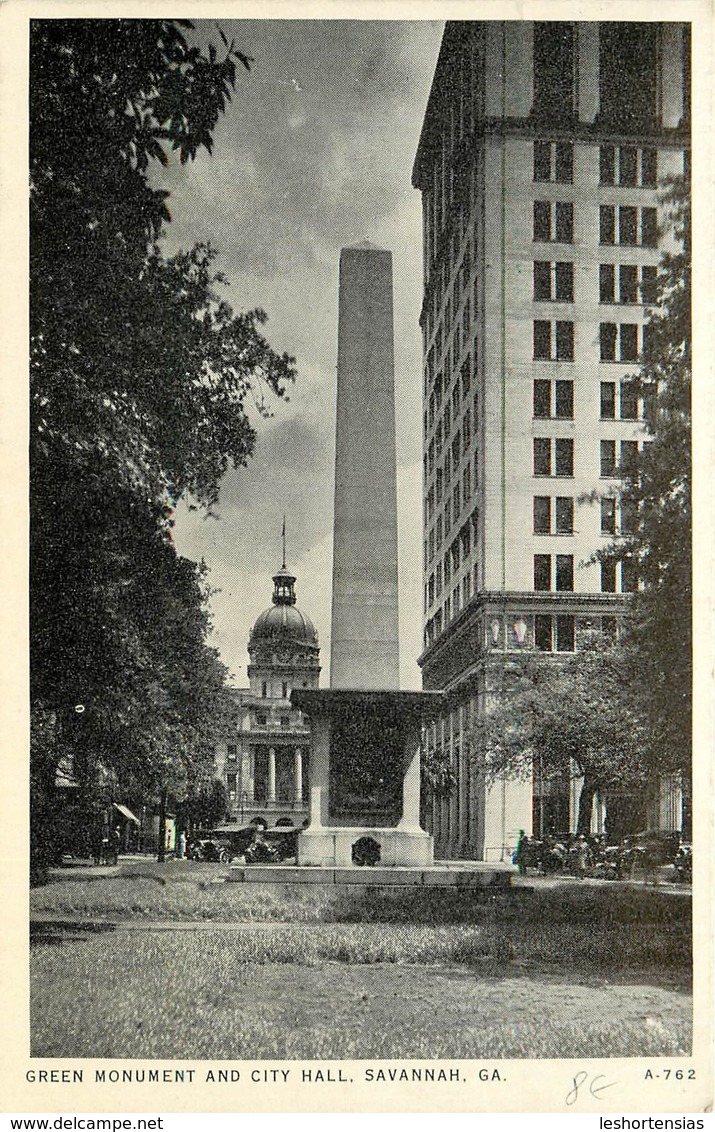 GREEN MONUMENT AND CITY  SAVANNAH - Savannah