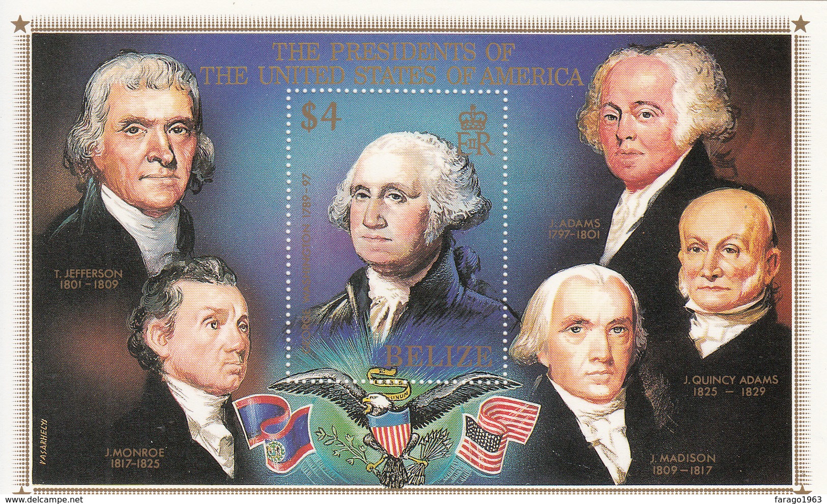 1986 Belize USA Bicentennial Souvenir Sheet  MNH - Belize (1973-...)