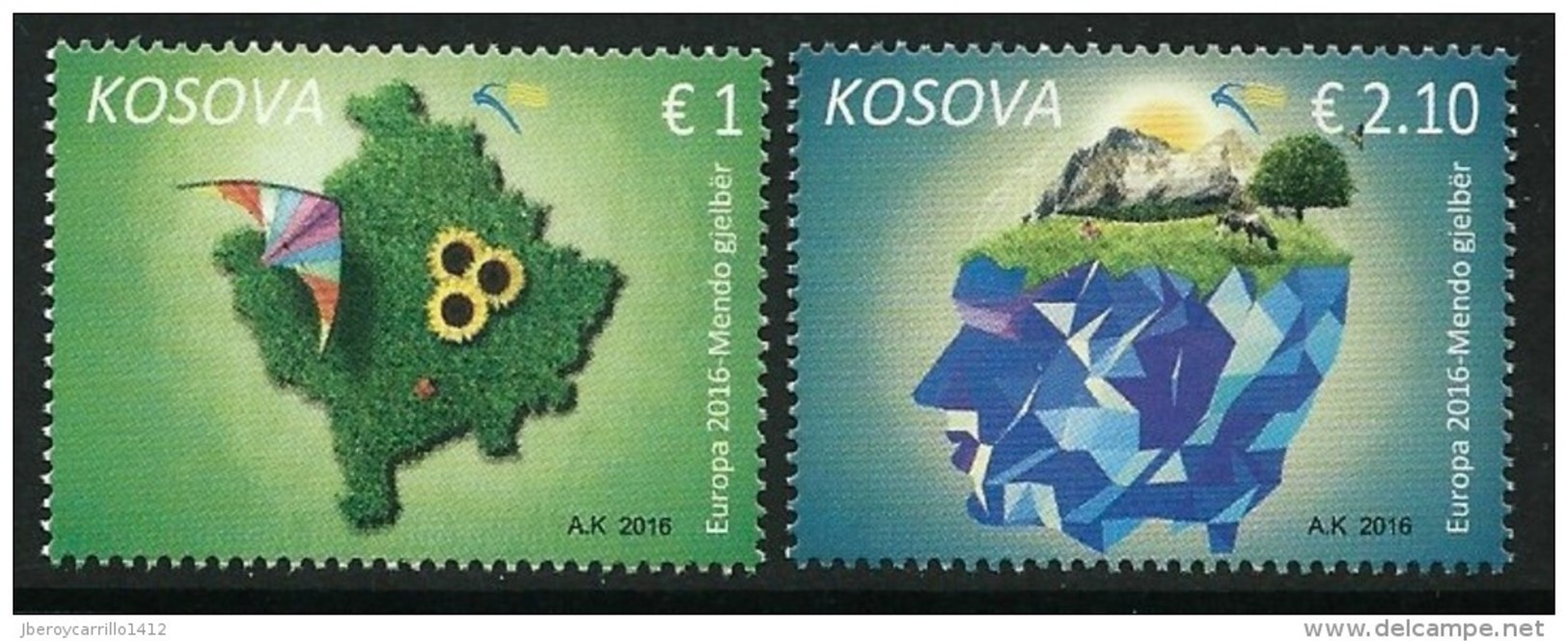 KOSOVO/ Republic KOSOVA - EUROPA 2016 -TEMA ANUAL " ECOLOGIA -EL PENSAMIENTO VERDE -THINK GREEN"- SERIE De 2 V - 2016