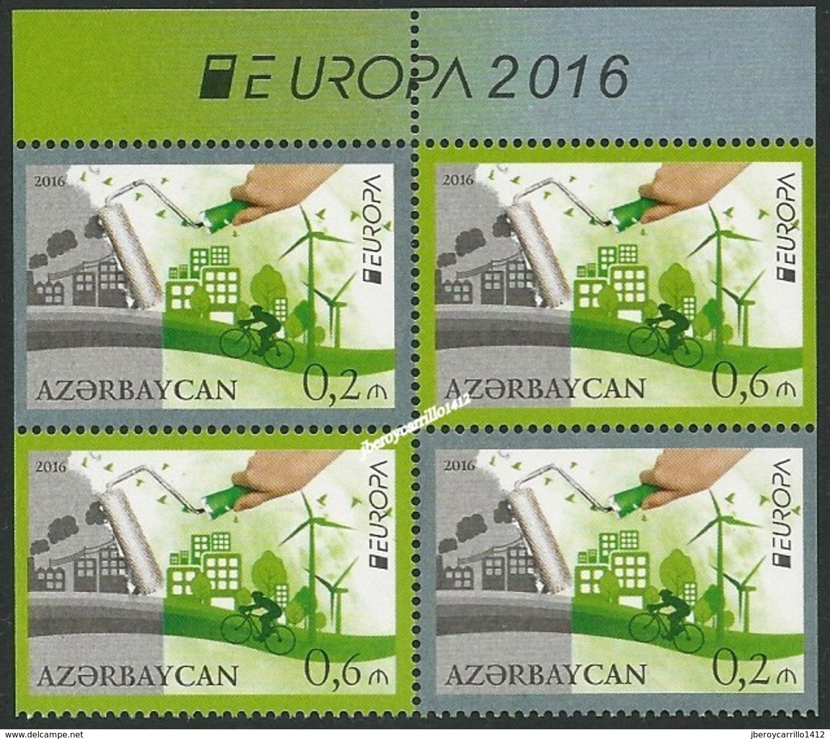 AZERBAIJAN // AZERBAYCAN // ASERBAIIDSCHAN  -EUROPA 2016- TEMA "THINK GREEN -ECOLOGIA".-DOS SERIES CARNET- BLOCK De 4 - 2016