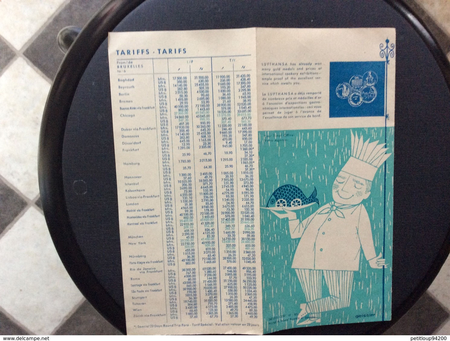 LUFTHANSA HORAIRES/TIME TABLE - Horaires