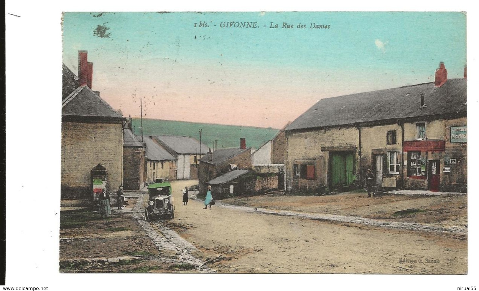 Ardennes GIVONNE La Rue Des Dames Colorisée Tacot  1932 . 2 Scans .......giv - Autres & Non Classés