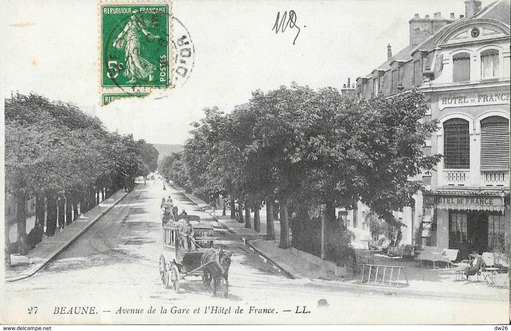 Beaune - Avenue De La Gare Et L'Hôtel De France, Diligence - Carte LL N° 27 - Beaune
