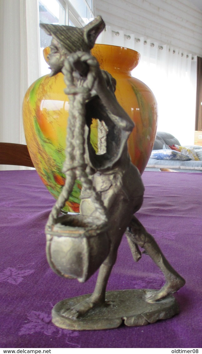 Bronze Artisanal, Porteur D'eau, Burkina Faso - Art Africain