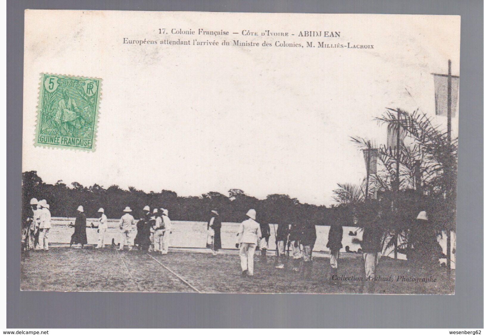 Cote D'Ivoire Abidjean Européens Attendant L'arrivée Du Ministre Des Colonies, M. Milliès-Lacroix Ca 1910 OLD POSTCARD - Côte-d'Ivoire