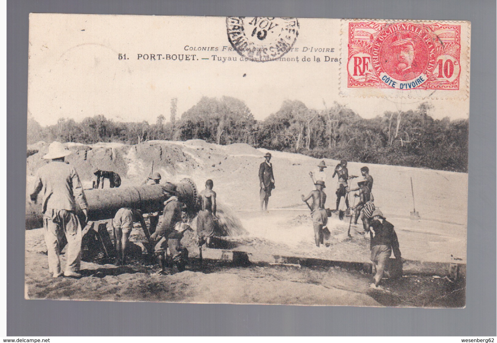 Cote D'Ivoire Port- Bouet Tuyau De Refoulement De La Drague 1910 OLD POSTCARD - Côte-d'Ivoire