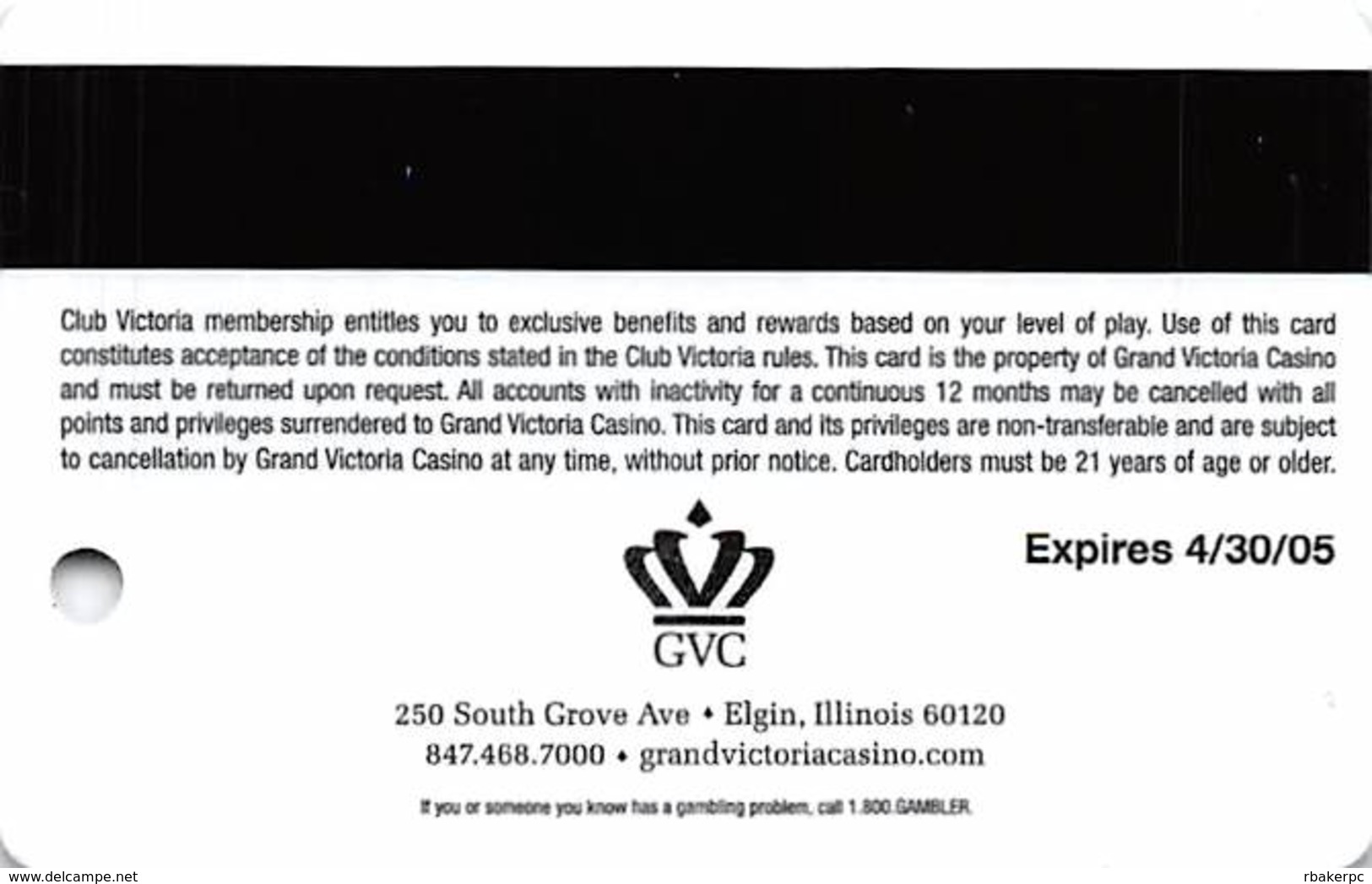 Grand Victoria Casino - Elgin, IL - VIP Member Slot Card - Casino Cards