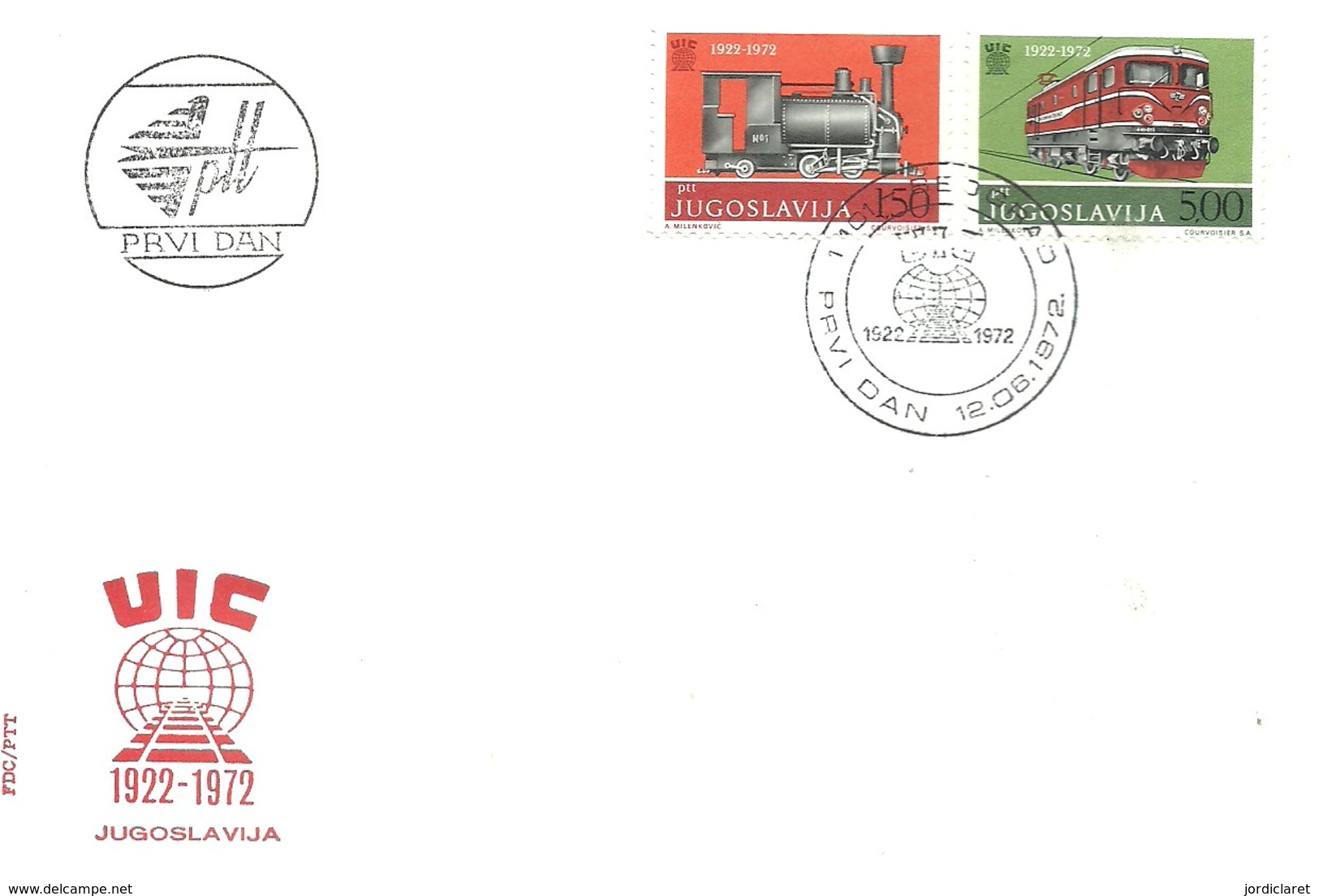 FDC 1972 YUGOSLAVIA - Trenes