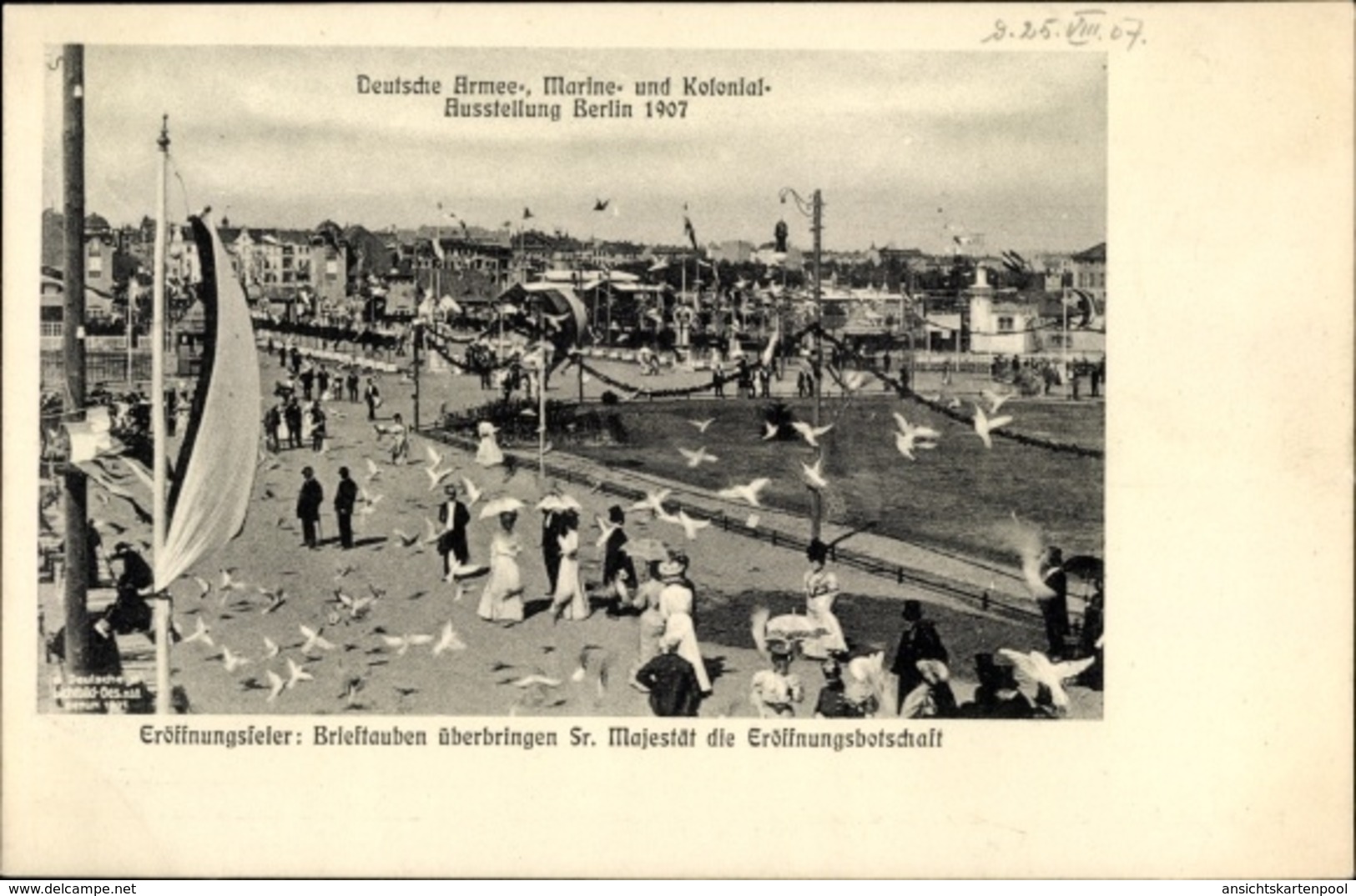 Cp Berlin Tiergarten Moabit, Deutsche Armee-, Marine- Und Kolonialausstellung 1907, Brieftauben - Sonstige & Ohne Zuordnung