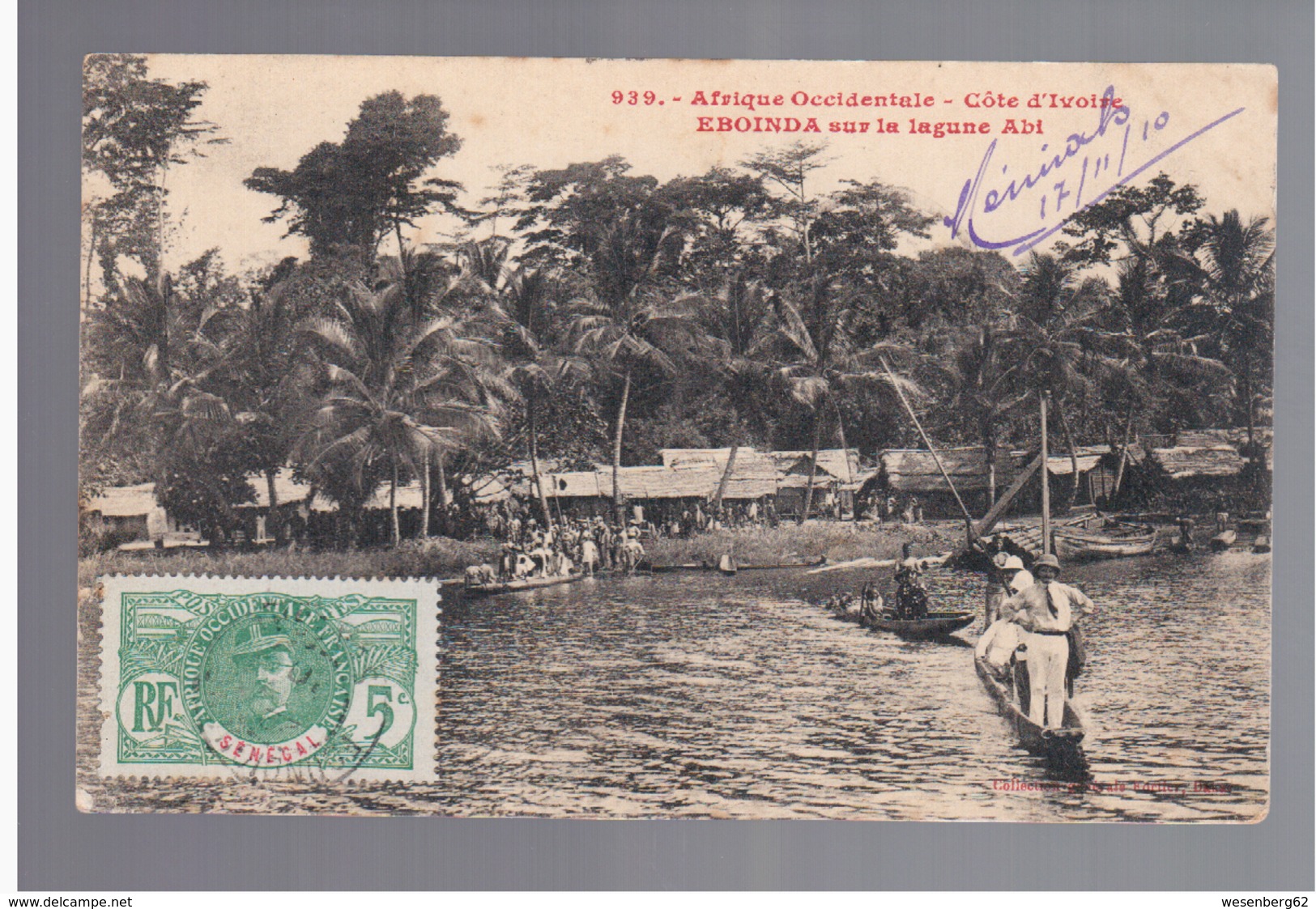 Cote D'Ivoire Eboinda Sur La Lagune Abi 1910 OLD POSTCARD - Côte-d'Ivoire