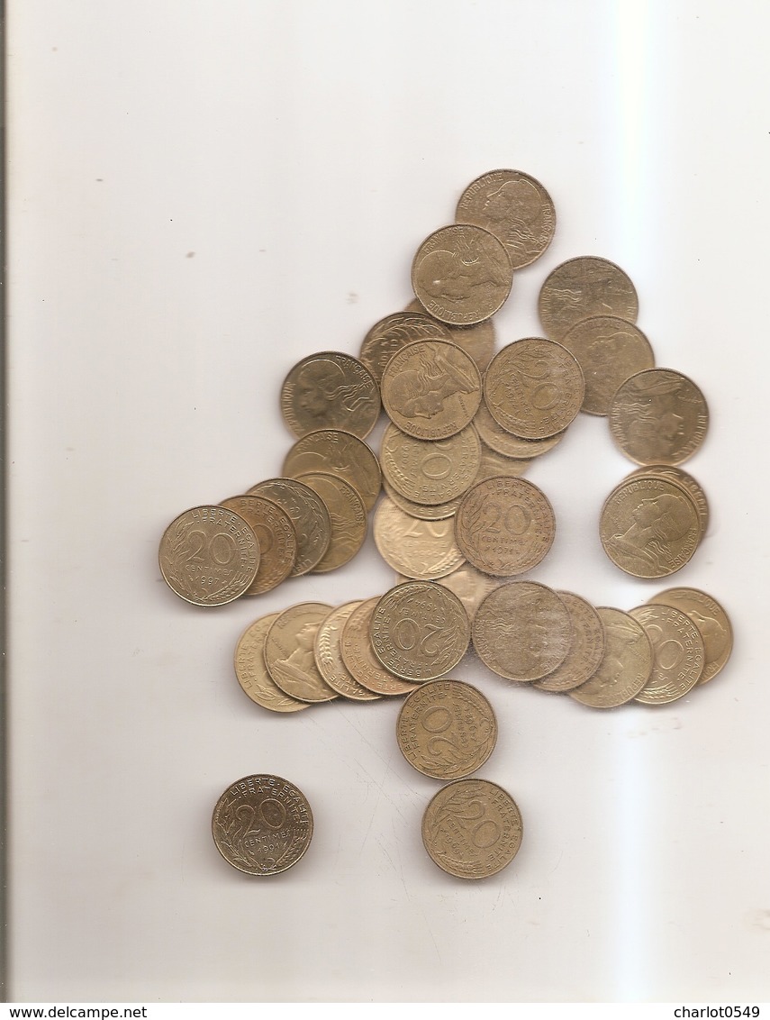 Lot De 38 Pieces De 20 Centimes Voir Detail En Dessous - Autres & Non Classés