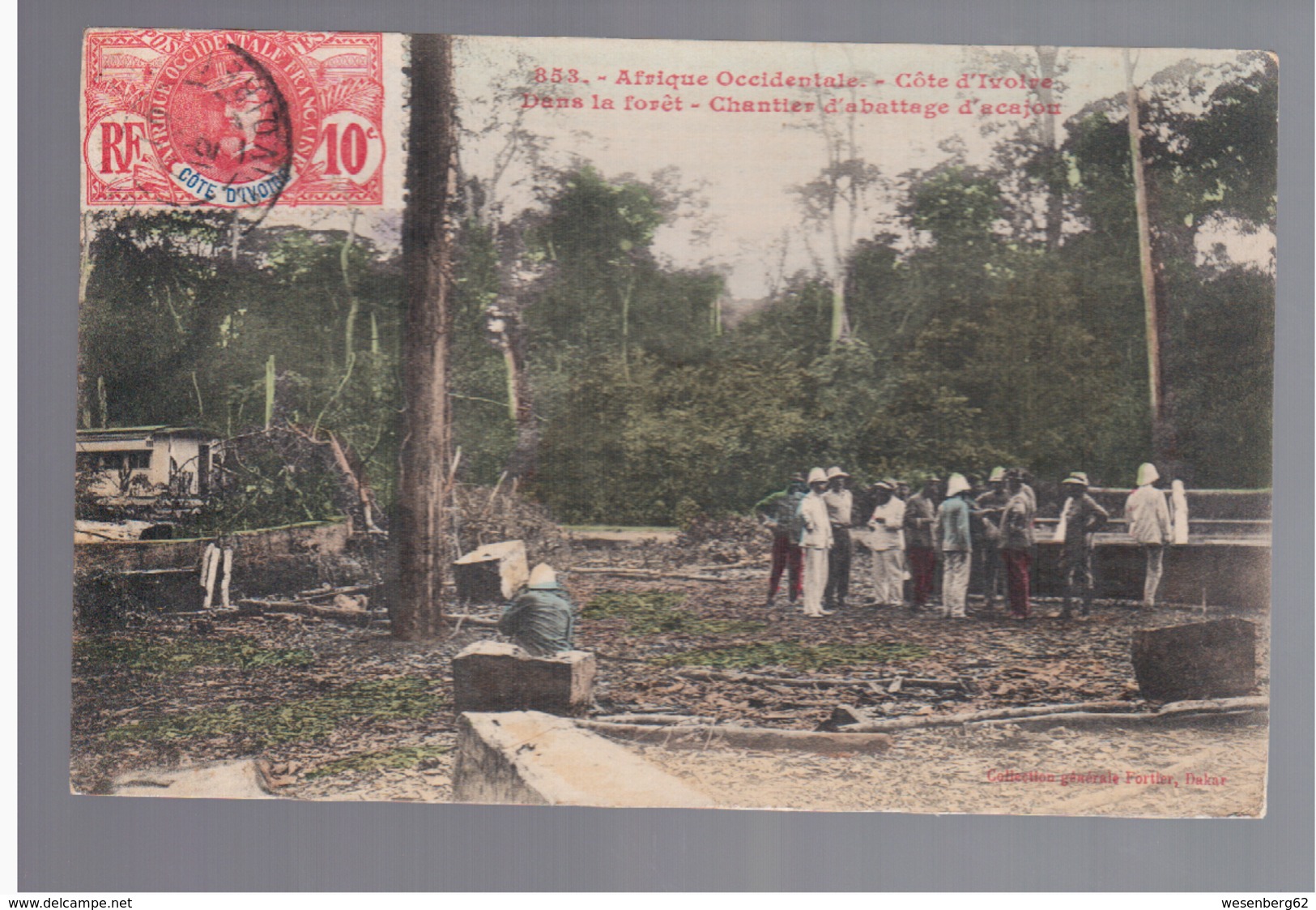 Cote D'Ivoire  Dans La Foret- Chantier D'abattage D'acajou, Fortier Ca 1910 OLD POSTCARD - Côte-d'Ivoire