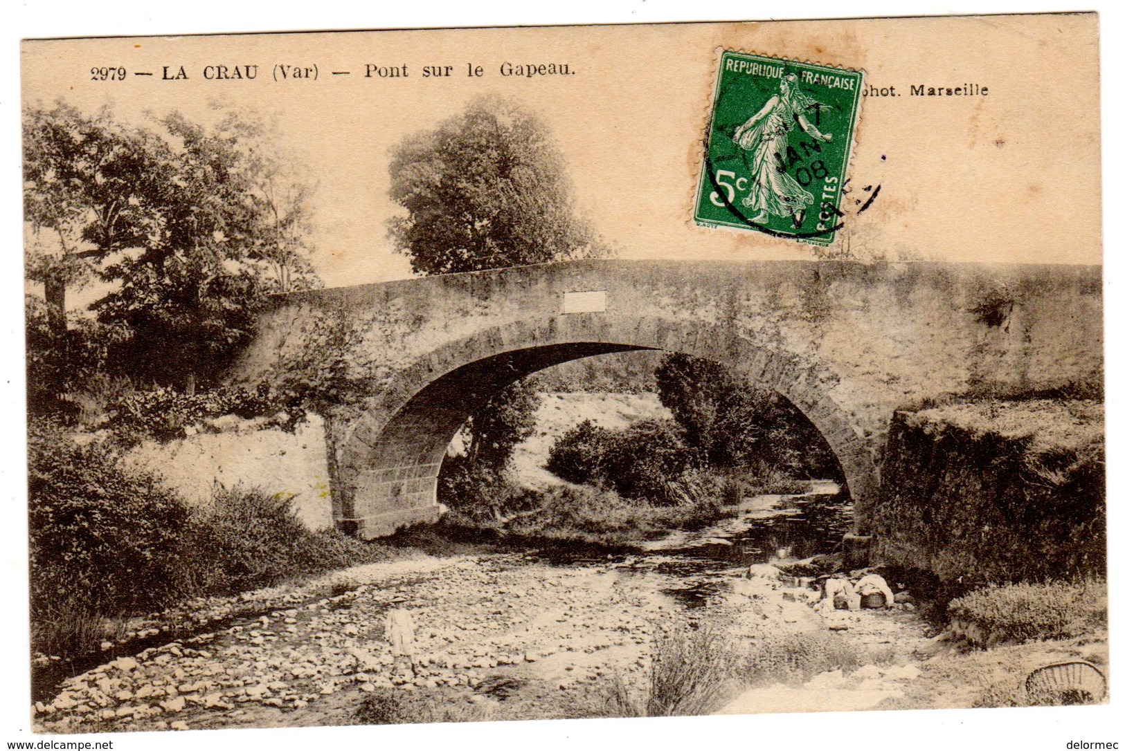 CPA La Crau 83 Var Lavandière Au Pied Du Pont Sur Le Gapeau éditeur Guende à Marseille  N°2979 - La Crau