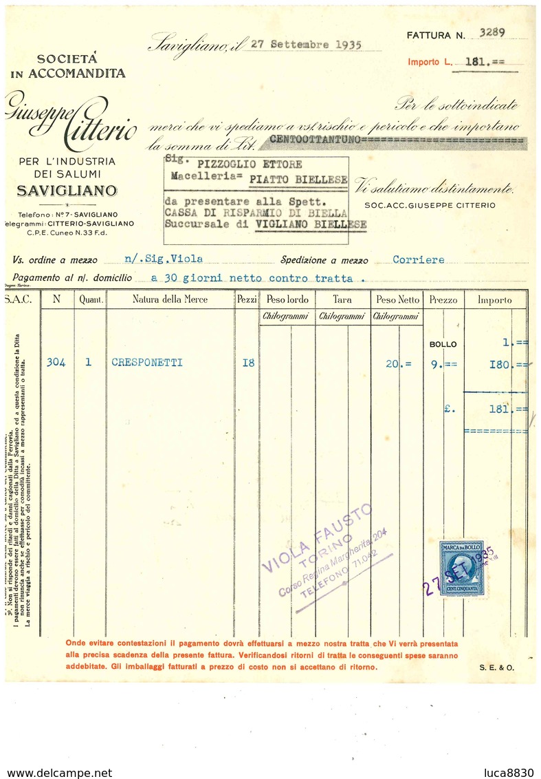 RHO FATTURA DITTA CITTERIO - Rho