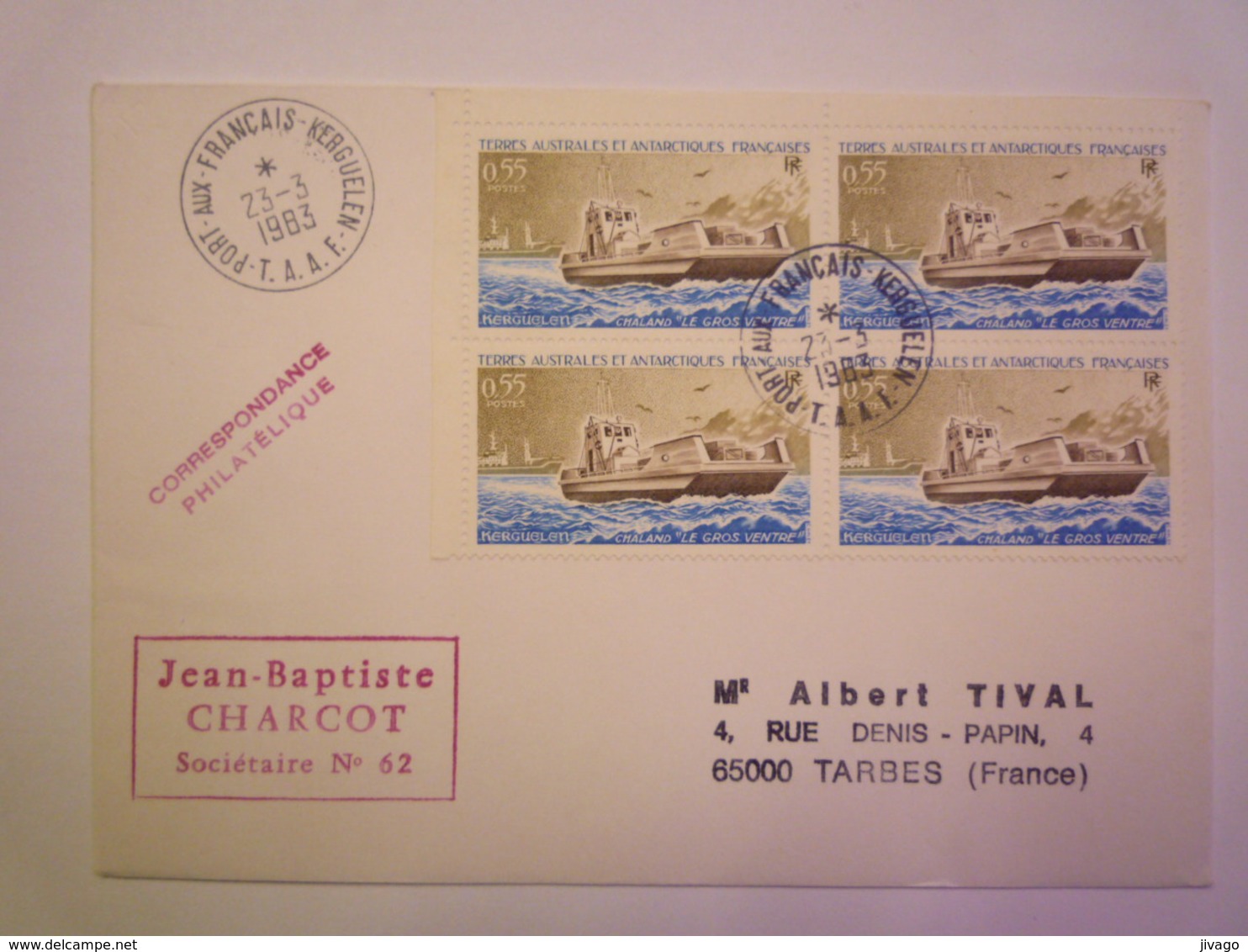 2019 - 1106  LETTRE Au Départ De PORT-aux-FRANCAIS à Destination De TARBES  1983     - Briefe U. Dokumente