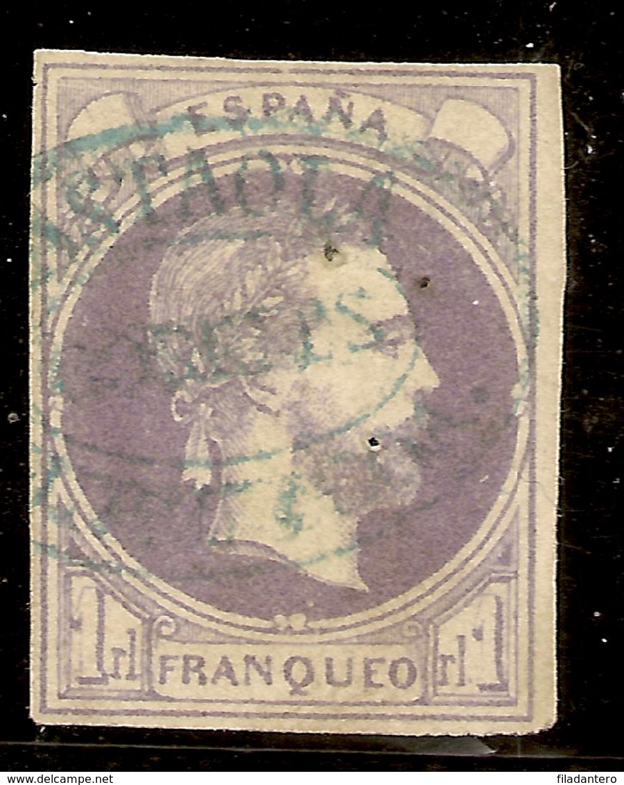 Edifil 158 (º)  1 Real Violeta  Carlos VII  1874  Matasellos Lastaola  NL912 - Used Stamps