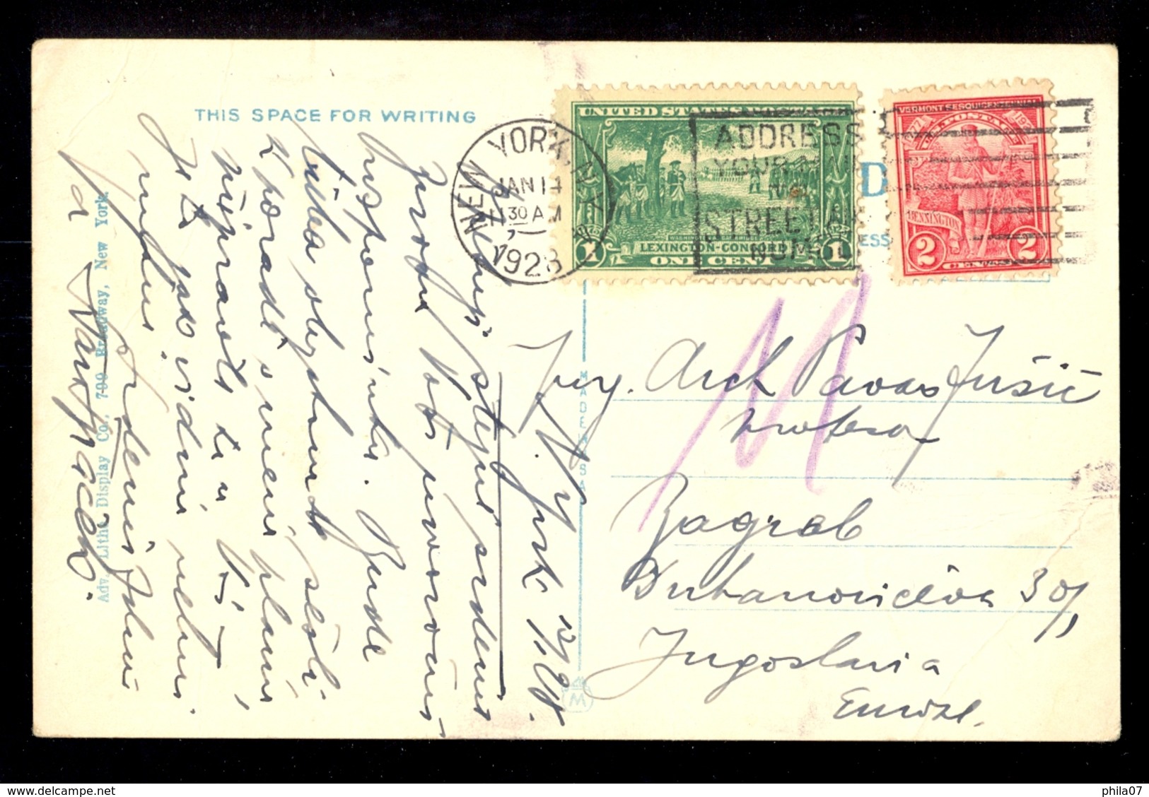 Fifth Avenue - Hotel Gregorian West 35th Street New York / Postcard Circulated, 2 Scans - Werbepostkarten