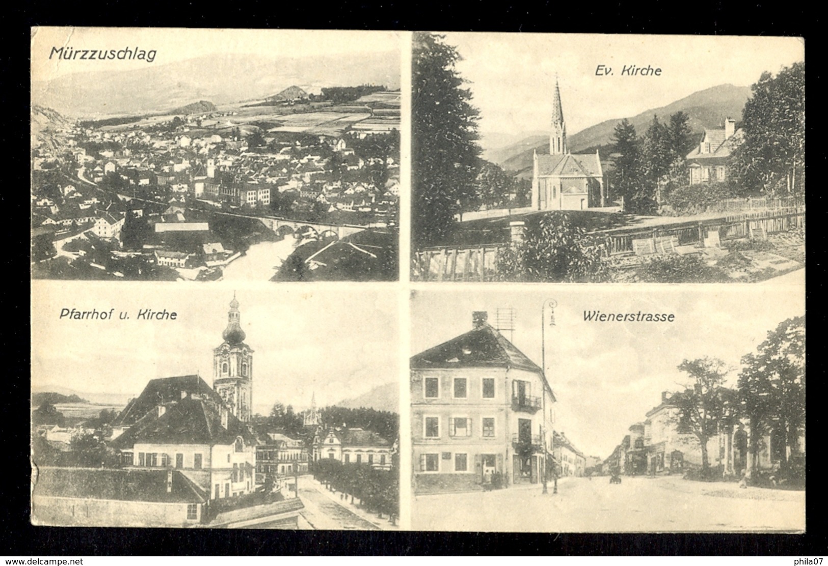 Murzzuschlag - Ev. Kirche, Pfarrhof U. Kirche, Wienerstrassea / Postcard Circulated, 2 Scans - Mürzzuschlag