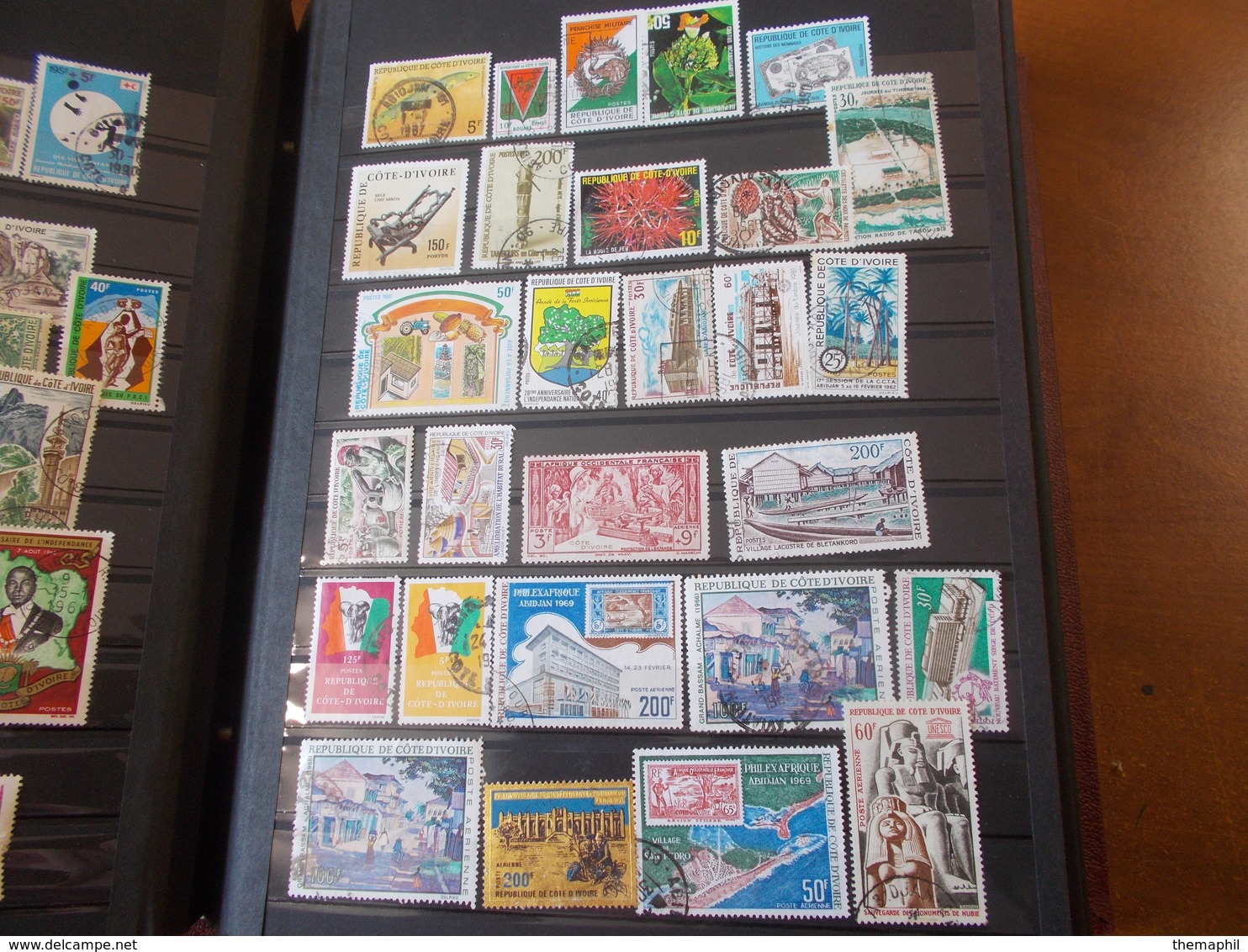 lot n° 480  COLONIES FRANCAISE   timbres obliteres dans une reliure ancienne ,  a vis