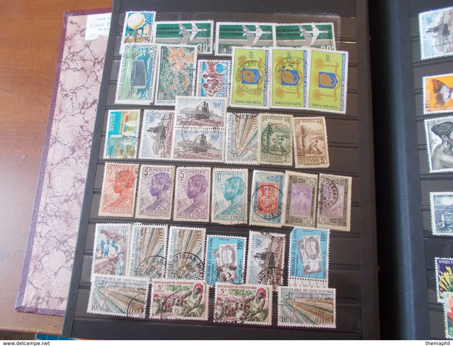 lot n° 480  COLONIES FRANCAISE   timbres obliteres dans une reliure ancienne ,  a vis