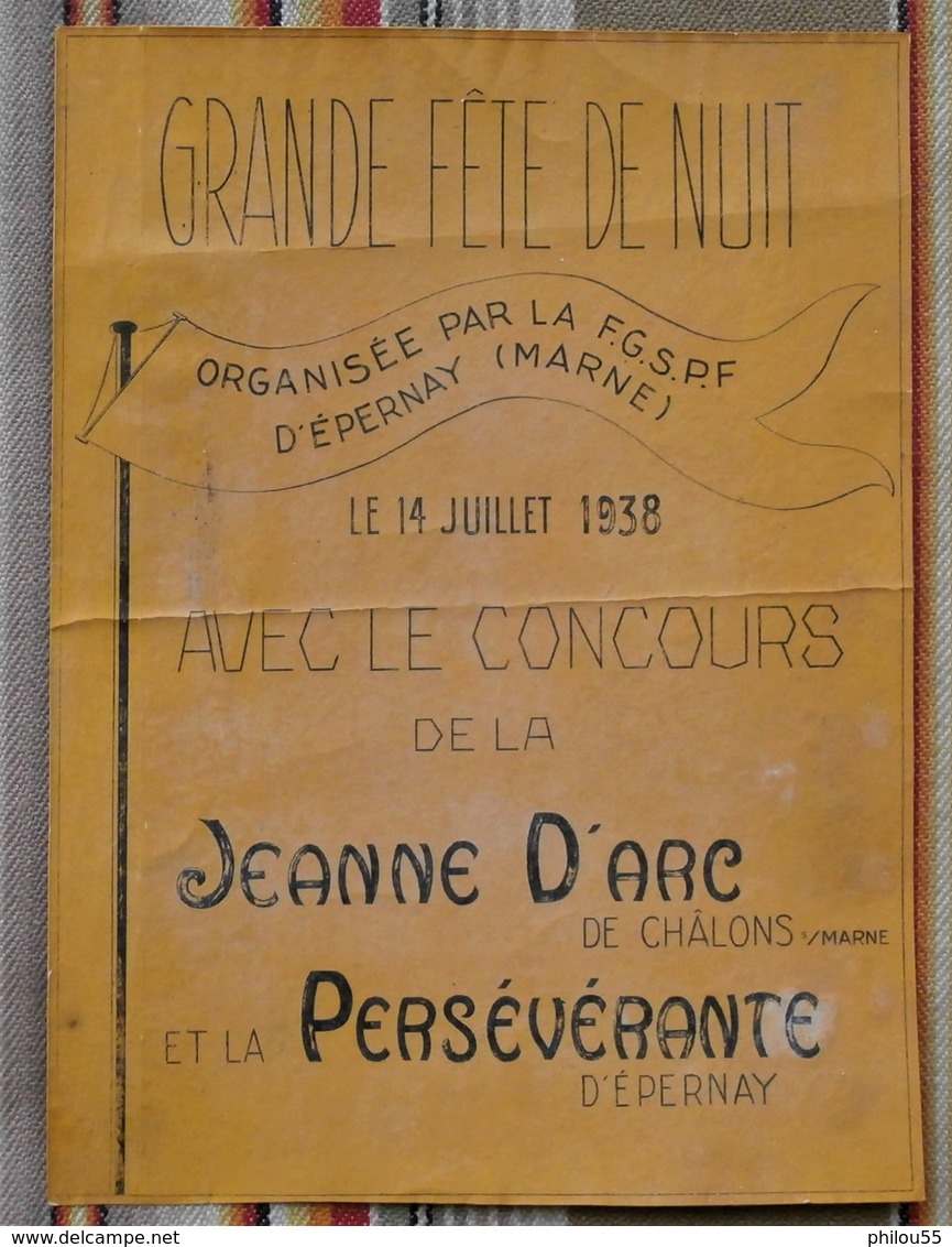 51 EPERNAY CHALONS SUR MARNE Grande Fete De La Nuit 14 Juillet 1938 - Affiches