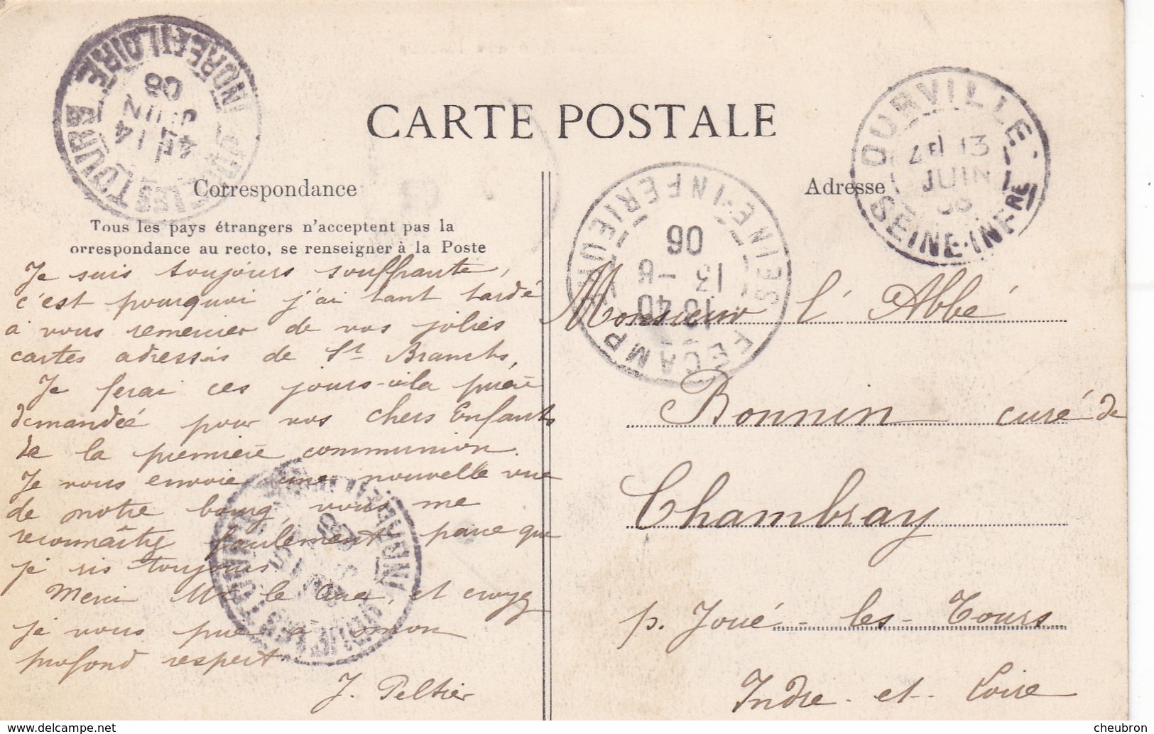 76. OURVILLE. CPA. RUE DES DAMES. ANNEE 1906 + TEXTE - Ourville En Caux