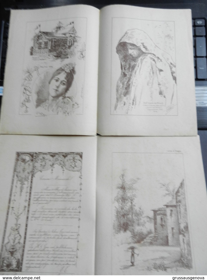 8g) ARTE MINUSCOLA LEZIONE DI DISEGNO 26 GIUGNO 1898 DUE FOGLI CON VARIE IMMAGINI - Altri & Non Classificati