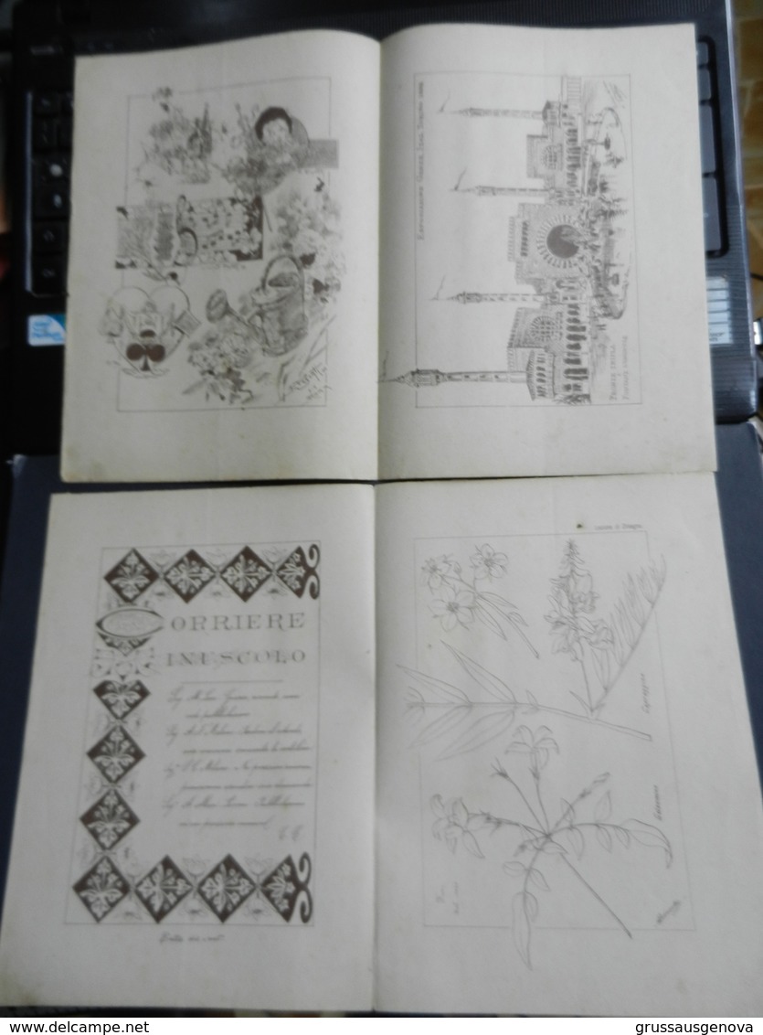 8g) ARTE MINUSCOLA LEZIONE DI DISEGNO 5 GIUGNO 1898 DUE FOGLI CON VARIE IMMAGINI TORINO ESPOSIZIONE - Altri & Non Classificati