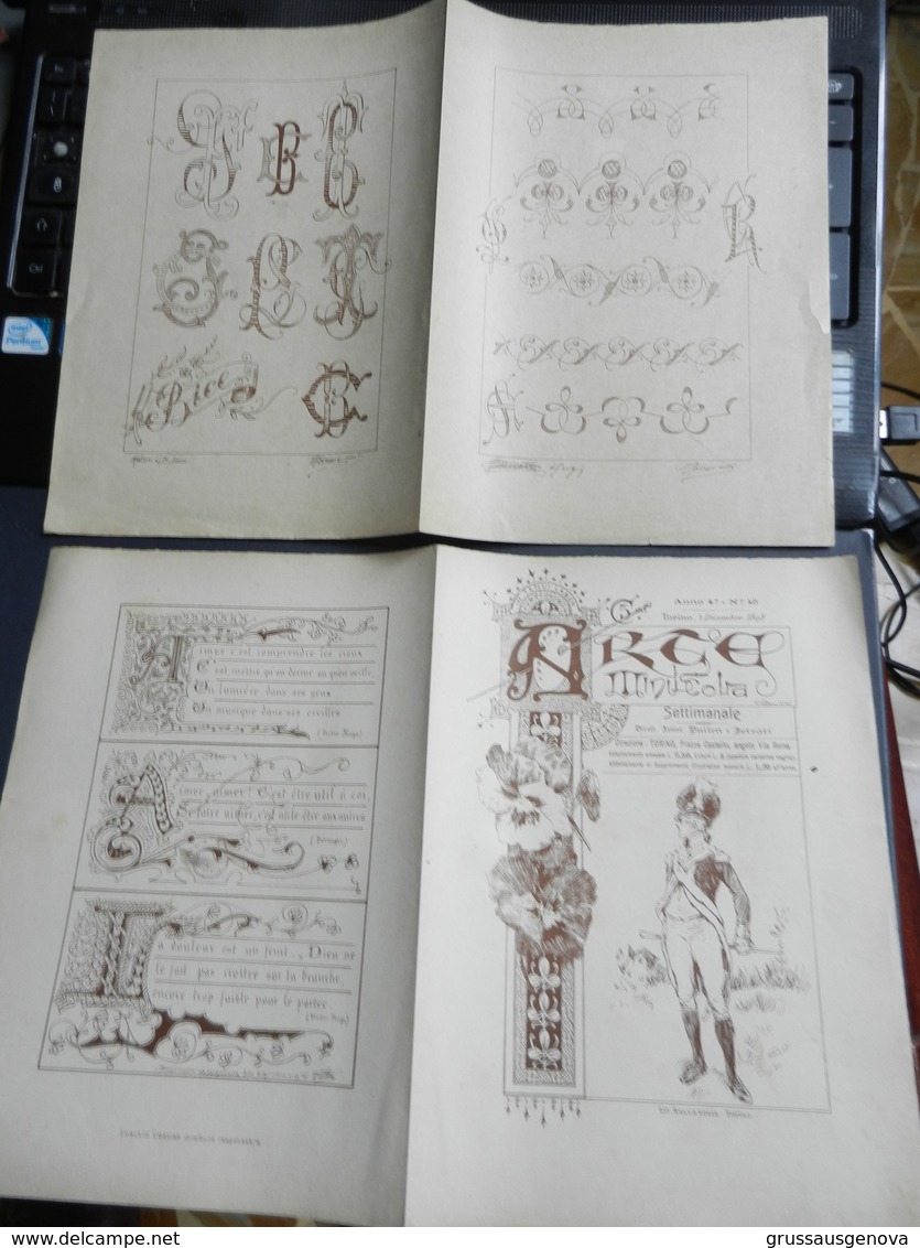 8g) ARTE MINUSCOLA LEZIONE DI DISEGNO 4 DICEMBRE 1898 DUE FOGLI CON VARIE IMMAGINI MASSA MARITTIMA - Altri & Non Classificati