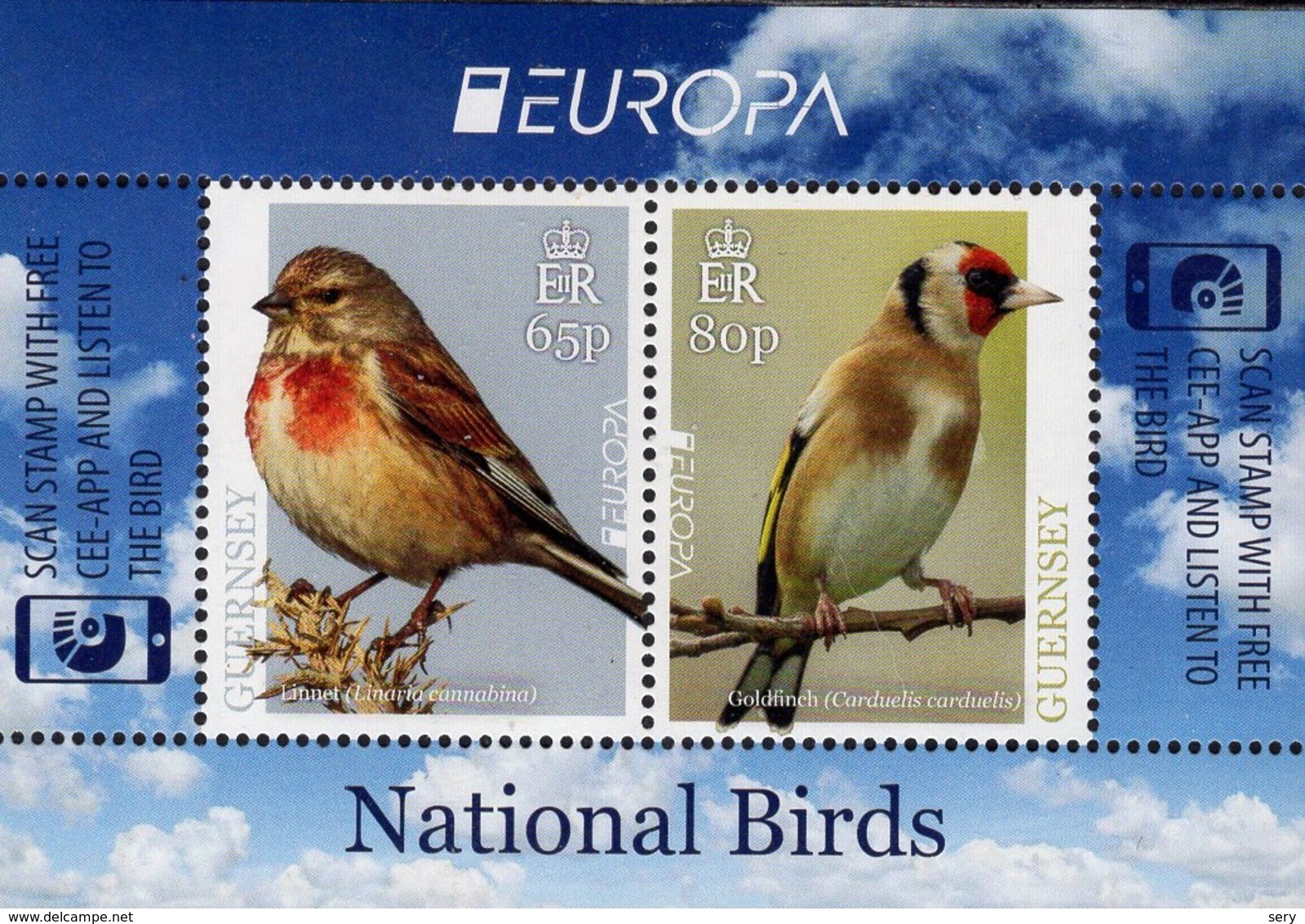 Guernsey 2019 Europa Sheet MNH   Europa Birds Puffin Linnet Bullfinch Goldfinch Starling Kingfisher - Otros & Sin Clasificación